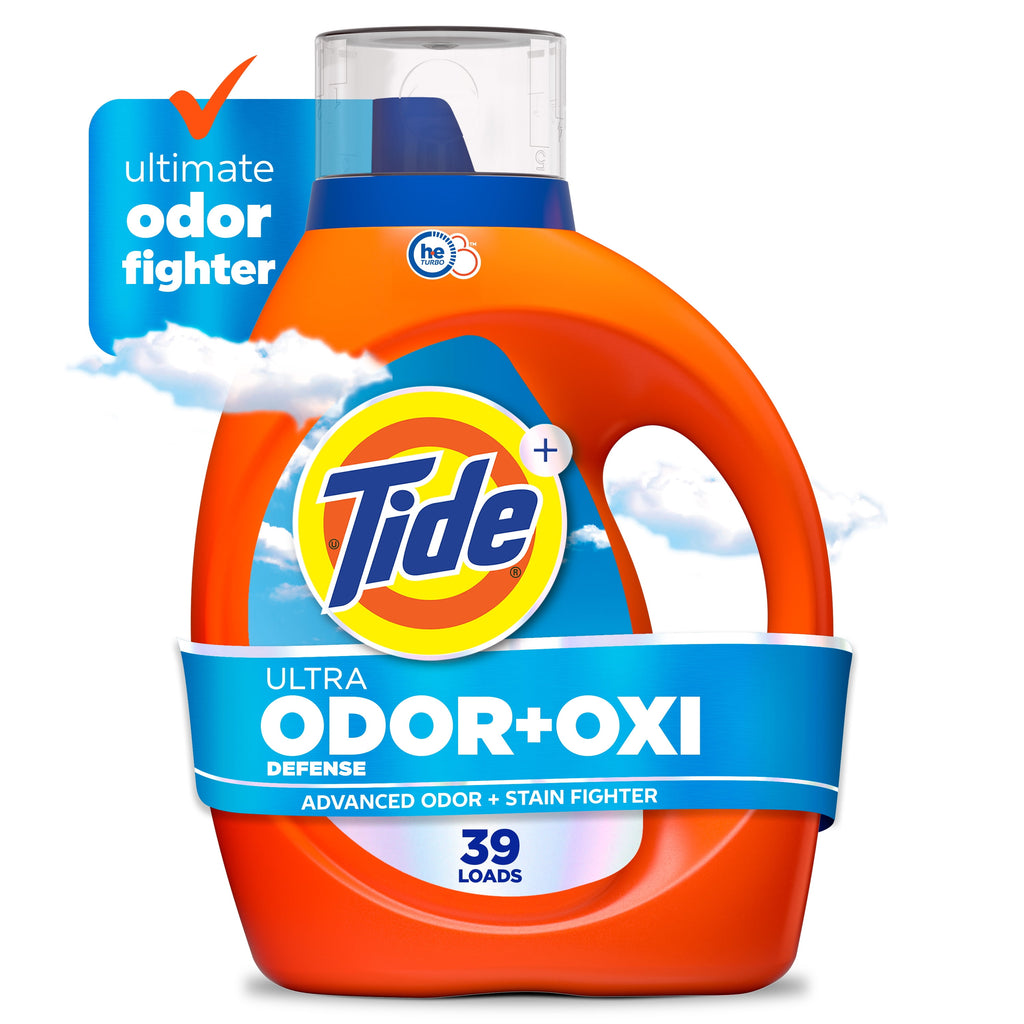 Tide Ultra Odor Defense Plus Oxi Liquid Laundry Detergent, 55 fl oz, 39 Loads