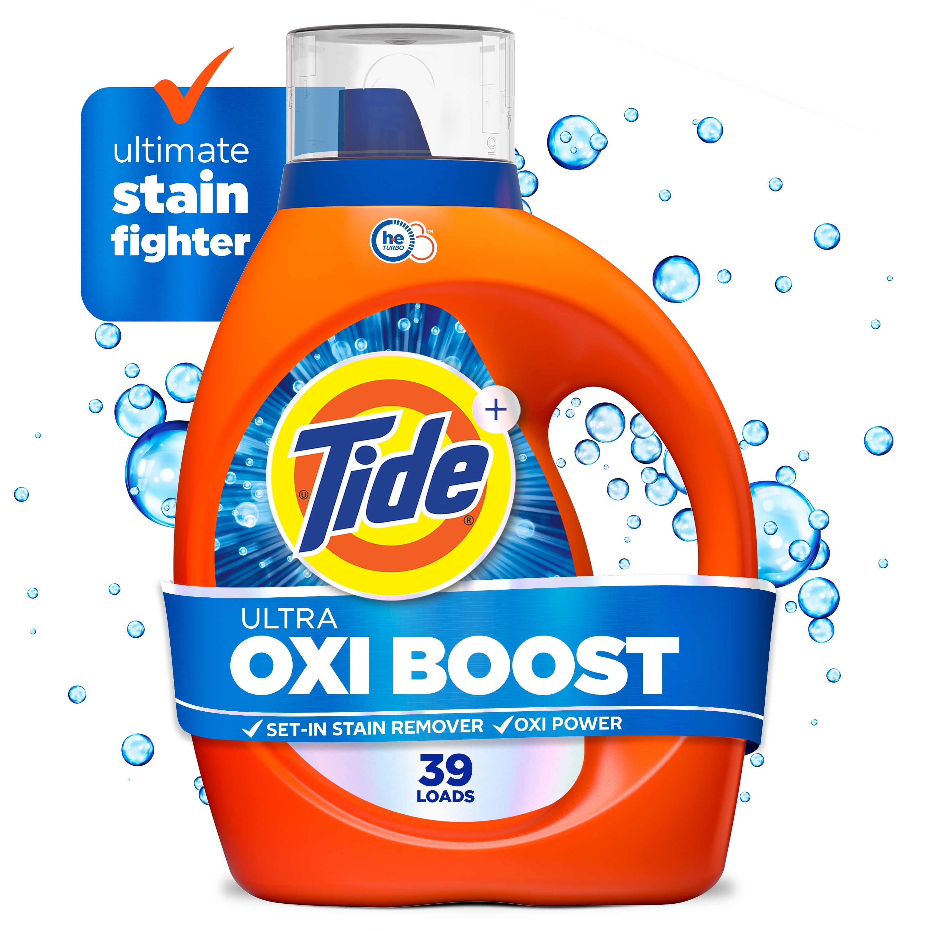 Tide Ultra Oxi Boost Liquid Laundry Detergent, Advanced Stain Remover, 55 fl oz, 39 Loads