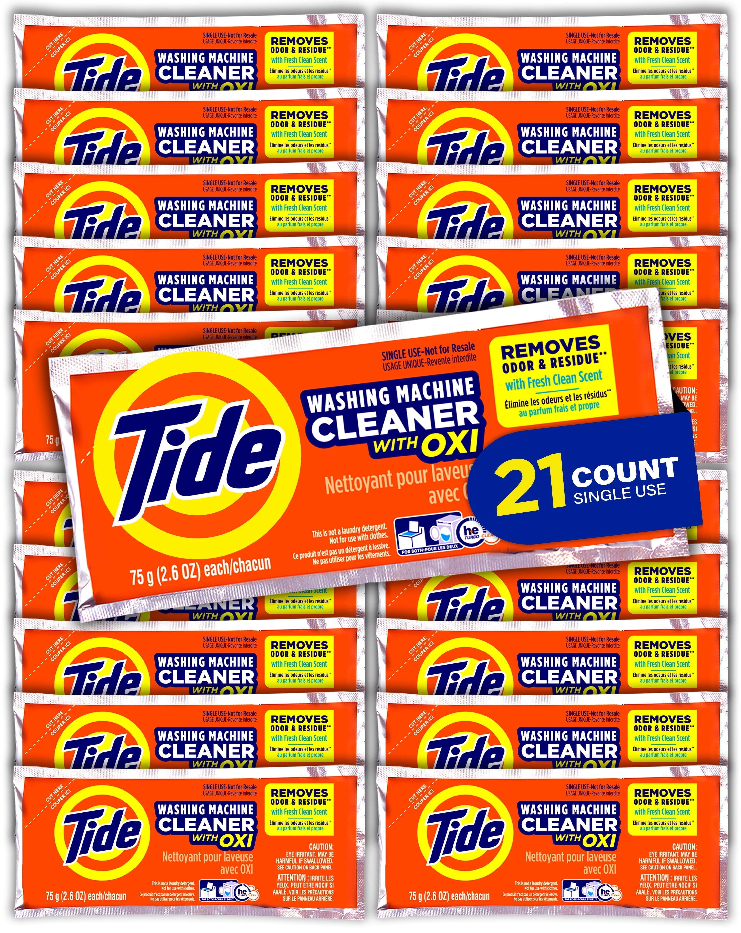 Tide Washing Machine Cleaner with Oxi Powder, Odor Eliminator and Washer Residue Remover, 5 Count