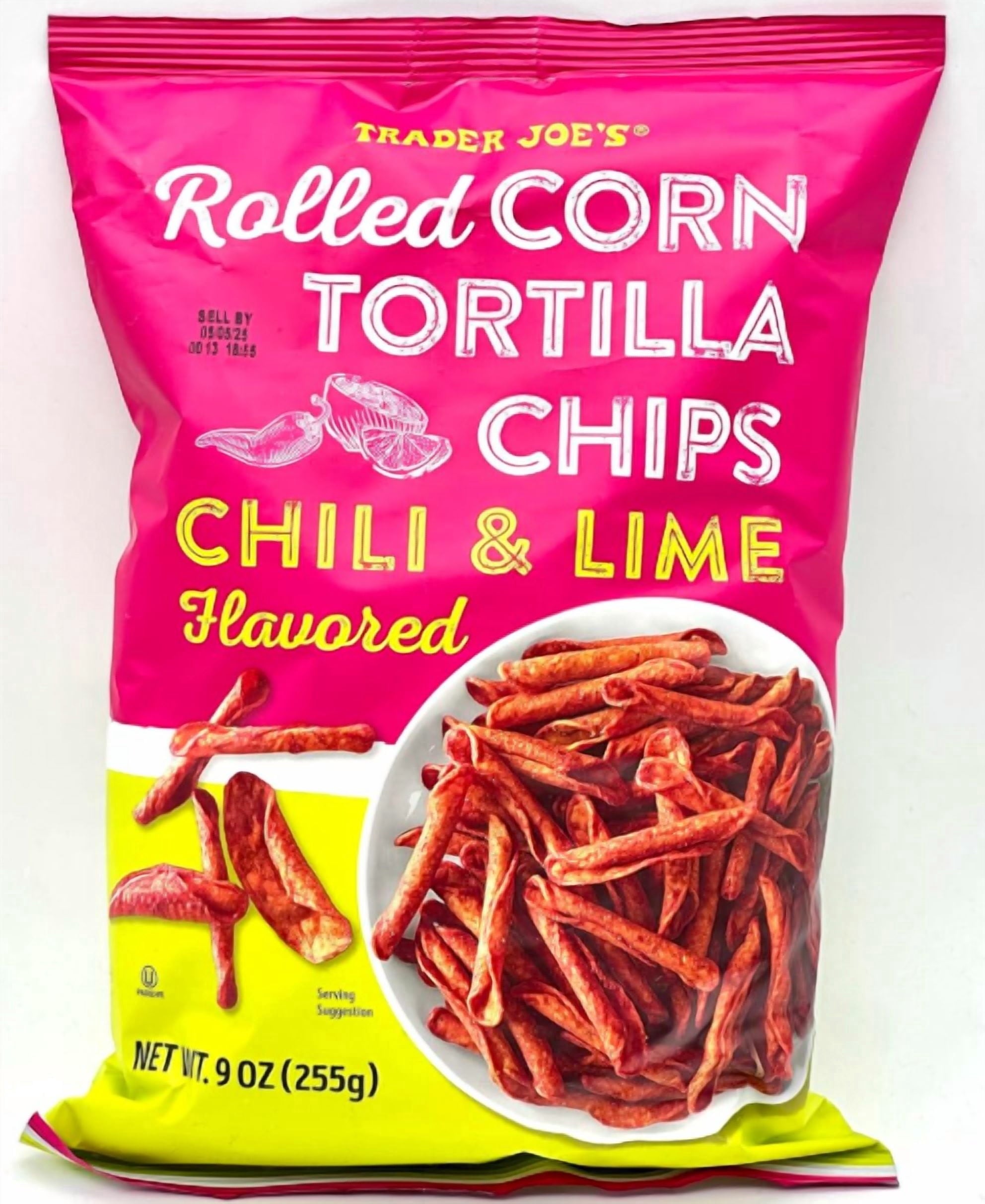 Trader Joe's Rolled Corn Tortilla Chips Chili & Lime - Pack of 1