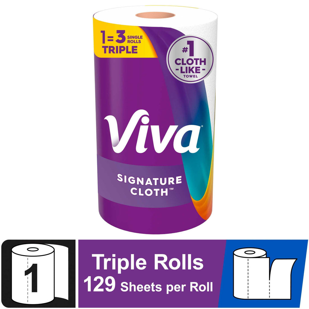 Viva Signature Cloth Paper Towels, 2 Triple Rolls, 129 Sheets per Roll