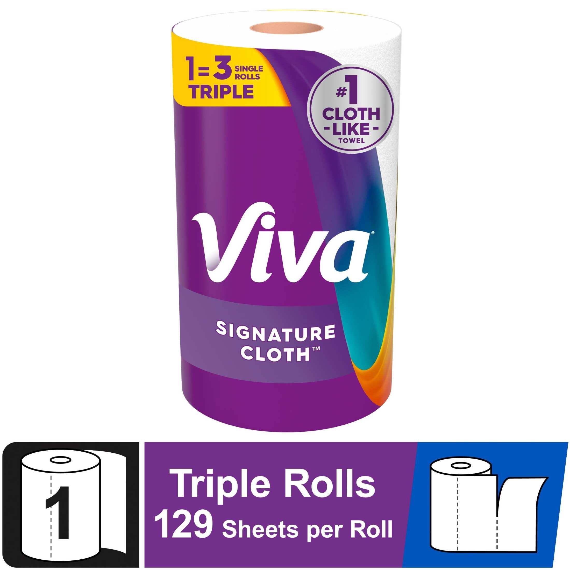 Viva Signature Cloth Paper Towels, 2 Triple Rolls, 129 Sheets per Roll