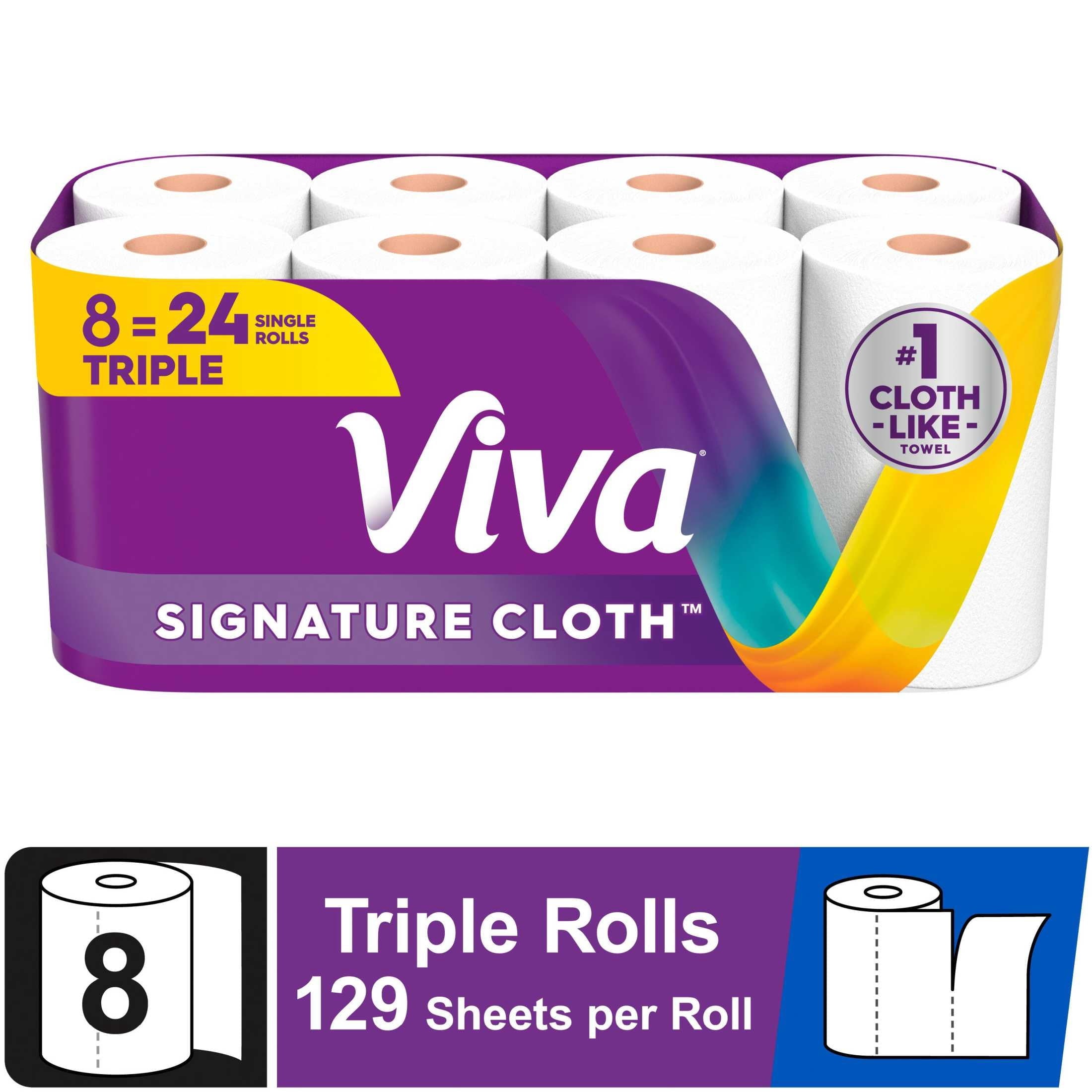 Viva Signature Cloth Paper Towels, 2 Triple Rolls, 129 Sheets per Roll