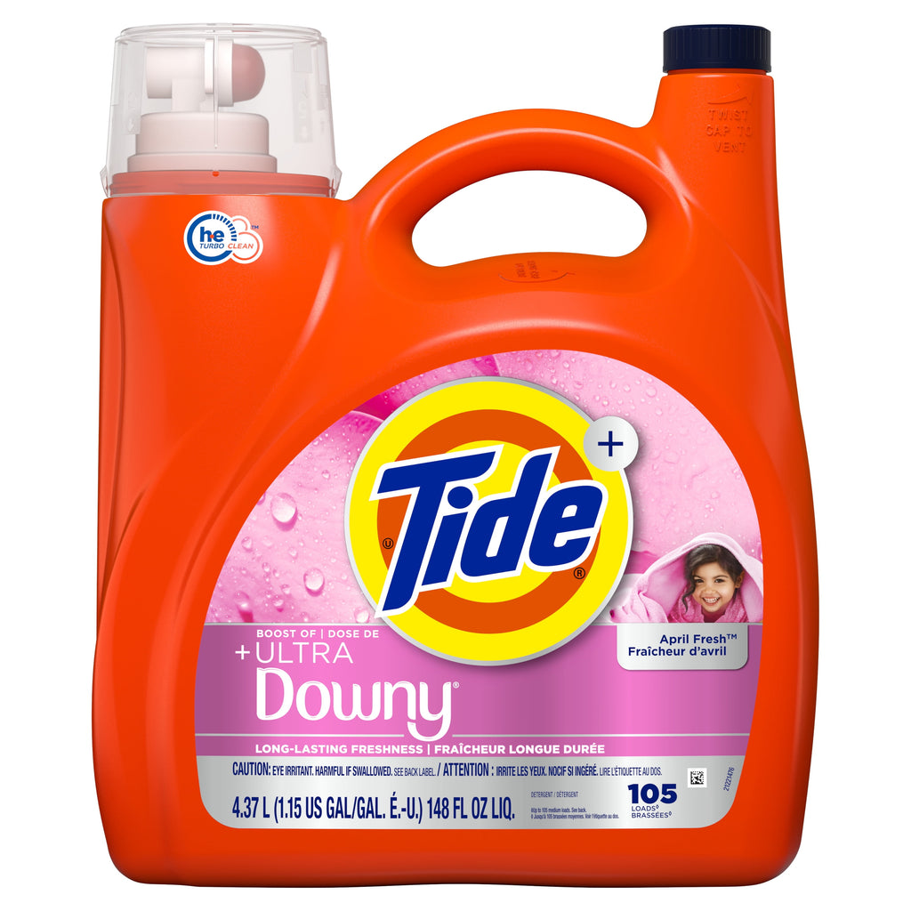 Tide Laundry Detergent Liquid Plus a Boost of Ultra Downy, April Fresh Scent, 117 fl oz, 83 Loads