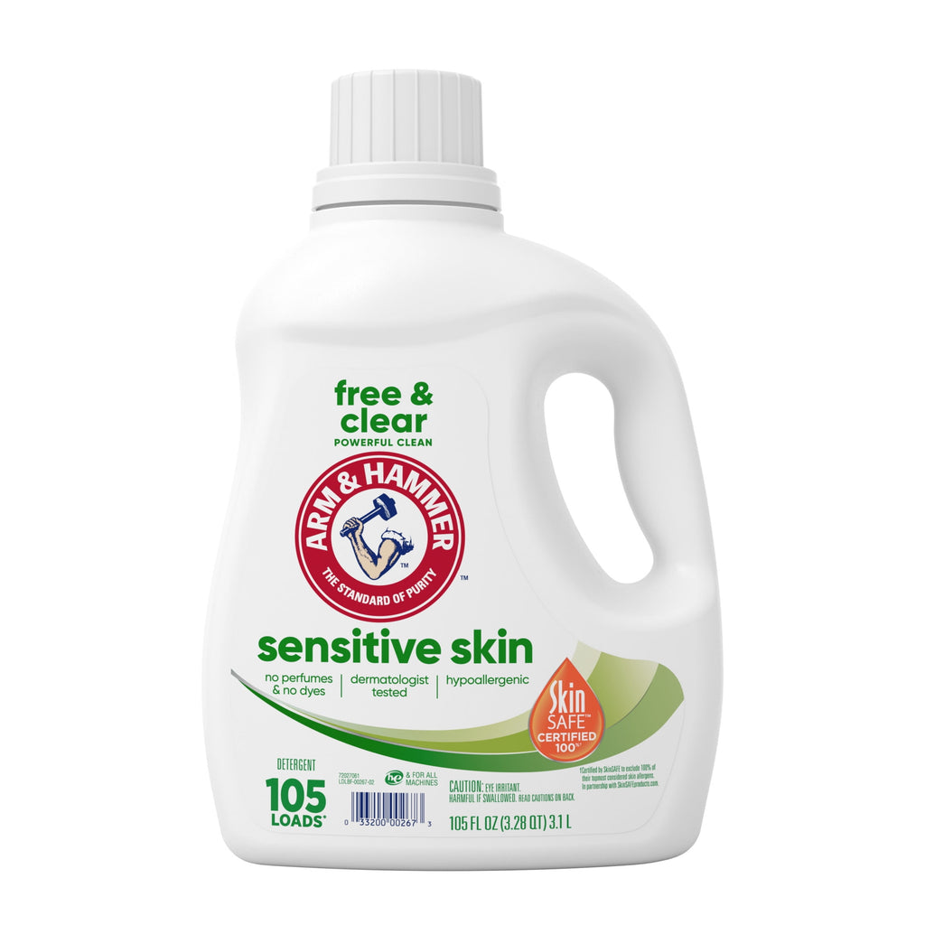 ARM & HAMMER Sensitive Skin Free & Clear Liquid Laundry Detergent Soap, 105 fl oz, 105 Loads