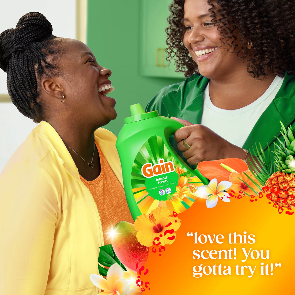 (2 pack) Gain Laundry Detergent Liquid, Now with Odor Defense, Island Fresh Scent, 81 fl oz, 61 Loads
