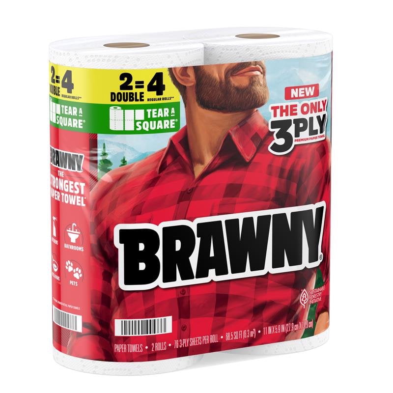 Brawny Tear-A-Square Paper Towels 76 sheet 3 ply 2 pk