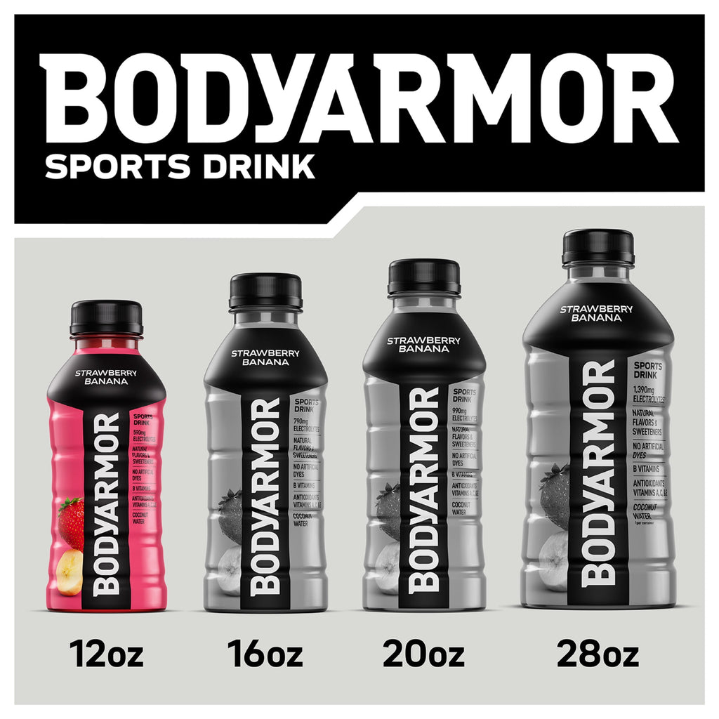 BODYARMOR Fruit Punch Electrolyte Sports Drink Bottles, 12 fl oz, 8 Pack