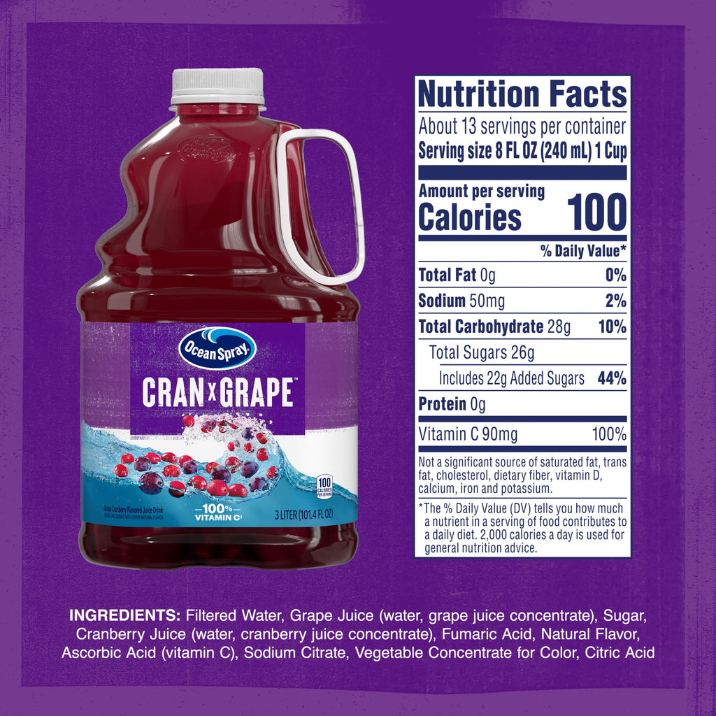 Ocean Spray® Cran-Grape® Cranberry Grape Juice Drink, 101.4 fl oz Bottle