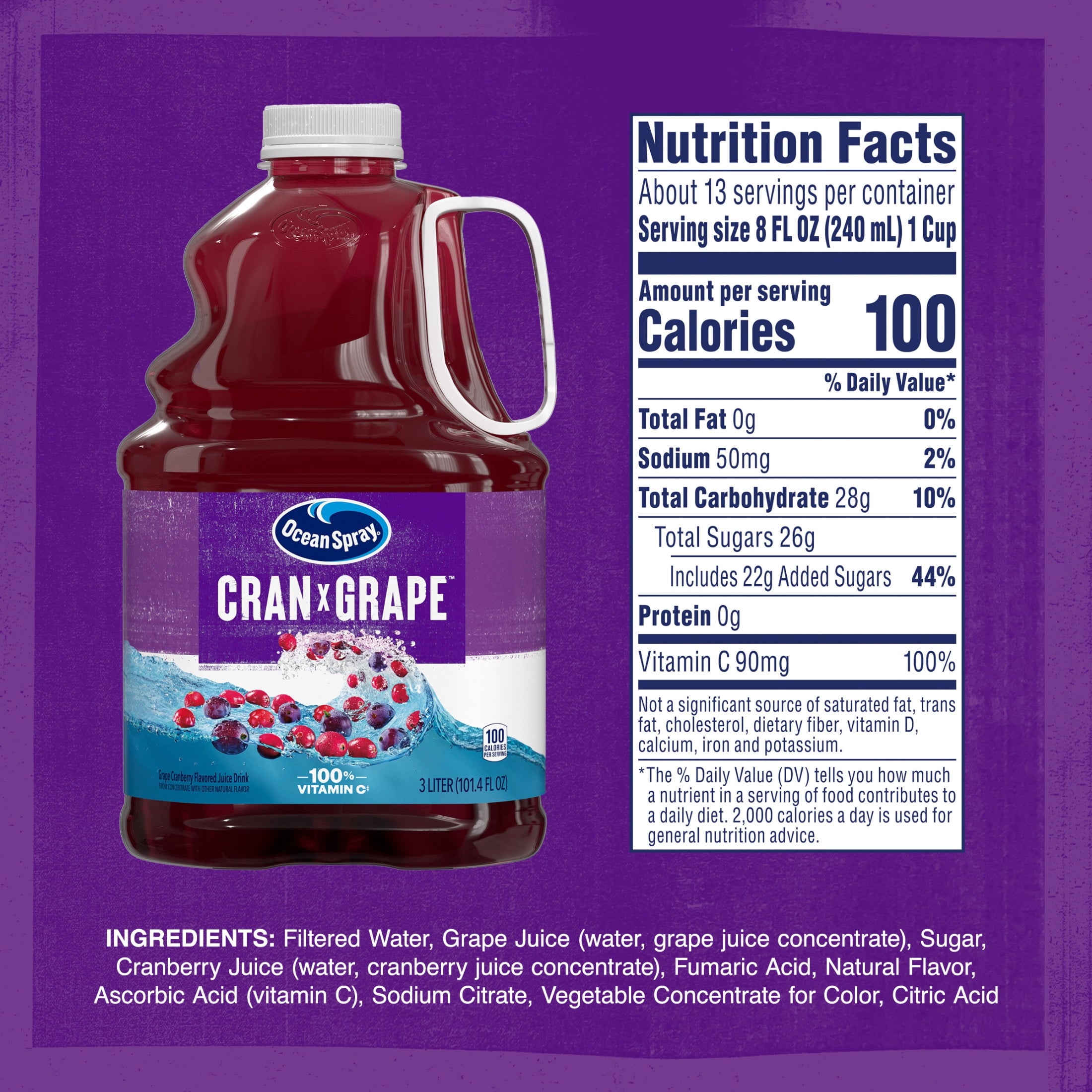 Ocean Spray® Cran-Grape® Cranberry Grape Juice Drink, 101.4 fl oz Bottle