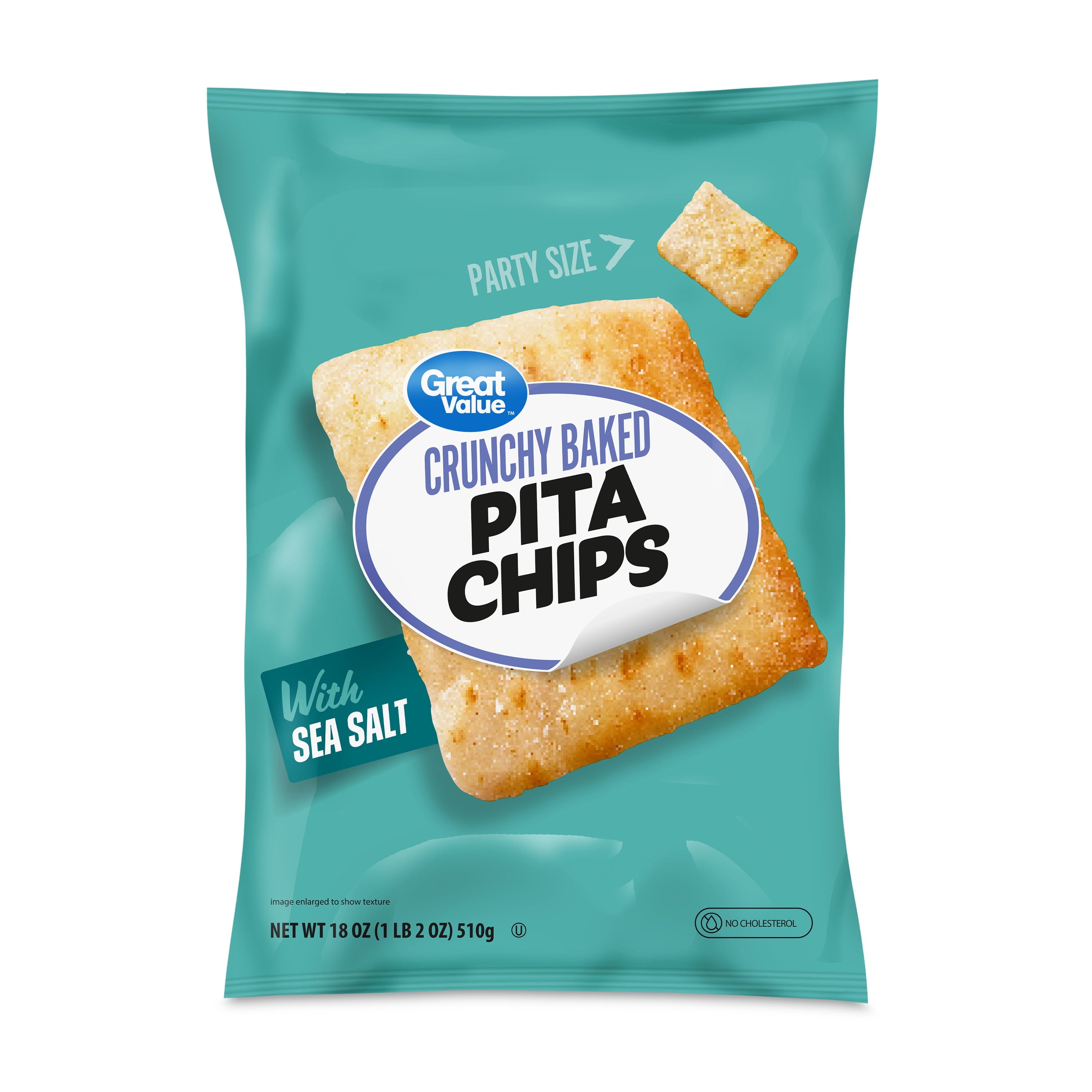 Great Value Sea Salt Pita Chips Party Size, 18 oz