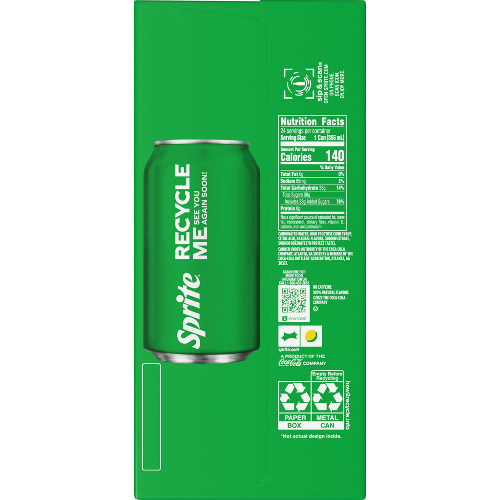 Sprite Lemon-Lime Caffeine Free Soda Pop Fridge Pack Cans, 12 fl oz, 12 Pack