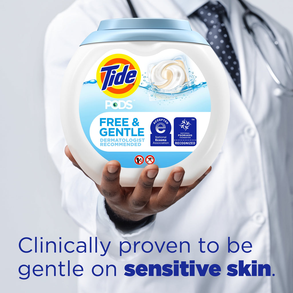 Tide PODS Free and Gentle Liquid Laundry Detergent Pacs, Hypoallergenic, Unscented, 112 Count