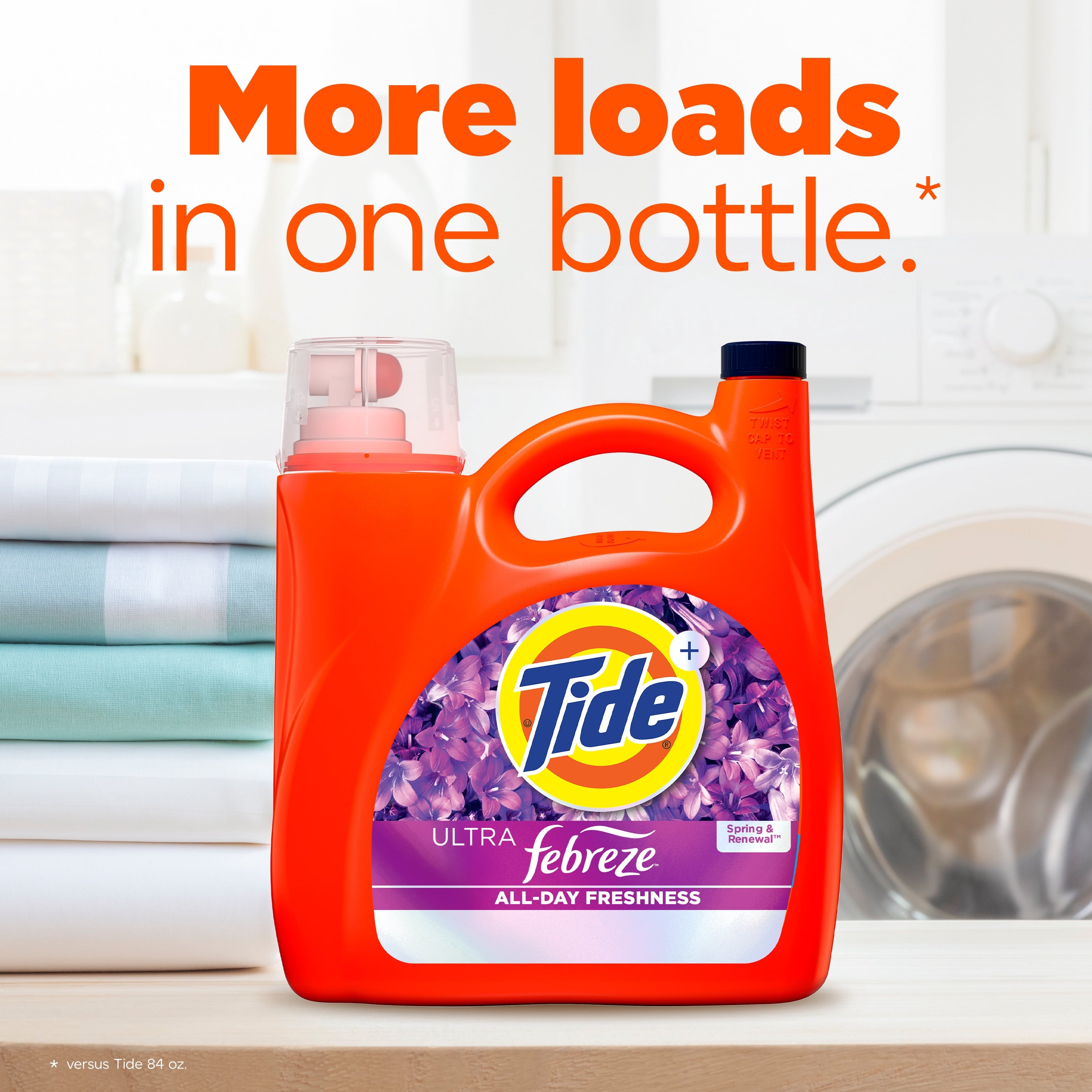 Tide Ultra Febreze Liquid Laundry Detergent , Spring and Renewal Scent, 73 fl oz 52 Loads