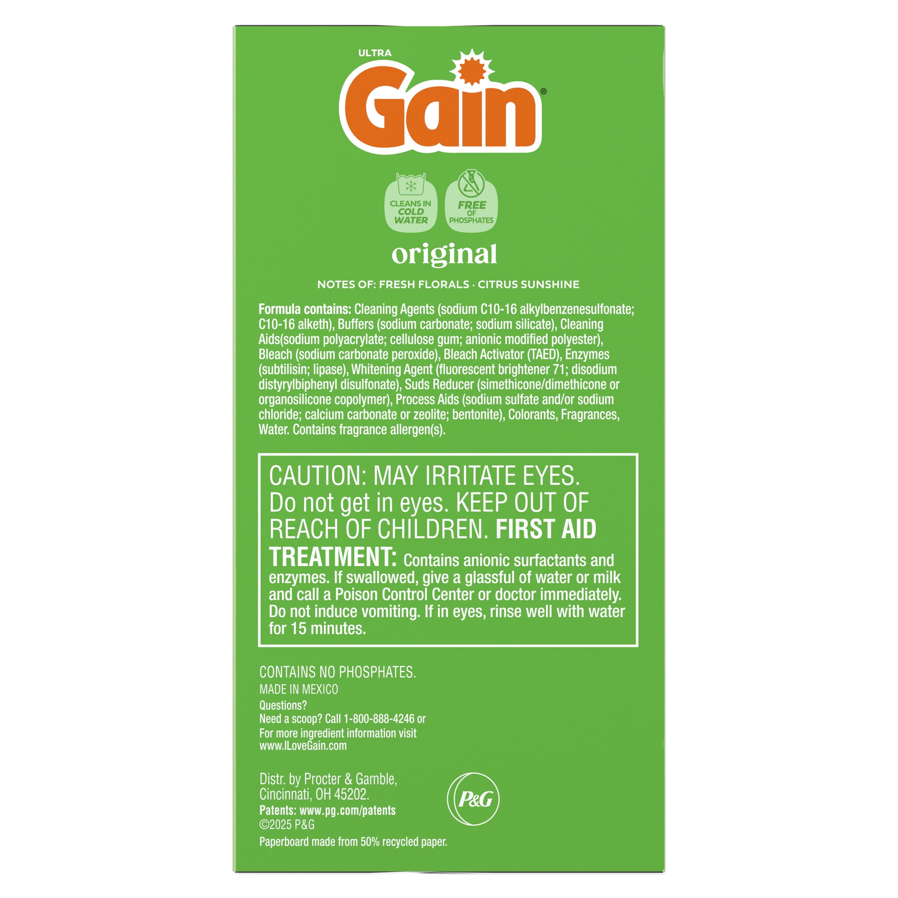 Gain Powder Laundry Detergent, Original Scent, 40 oz, 44 Loads