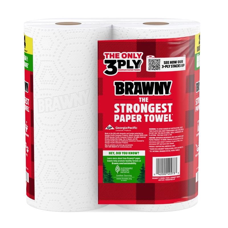 Brawny Tear-A-Square Paper Towels 76 sheet 3 ply 2 pk