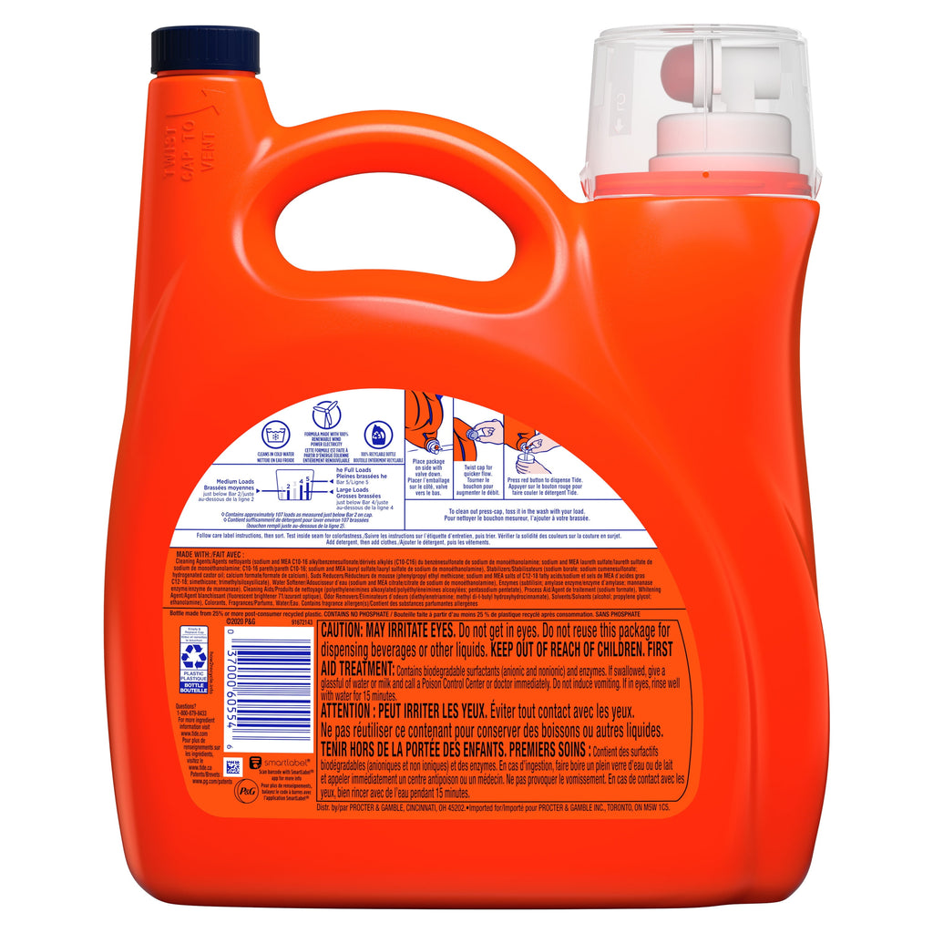 Tide Liquid Laundry Detergent, Original, 107 loads 154 fl oz