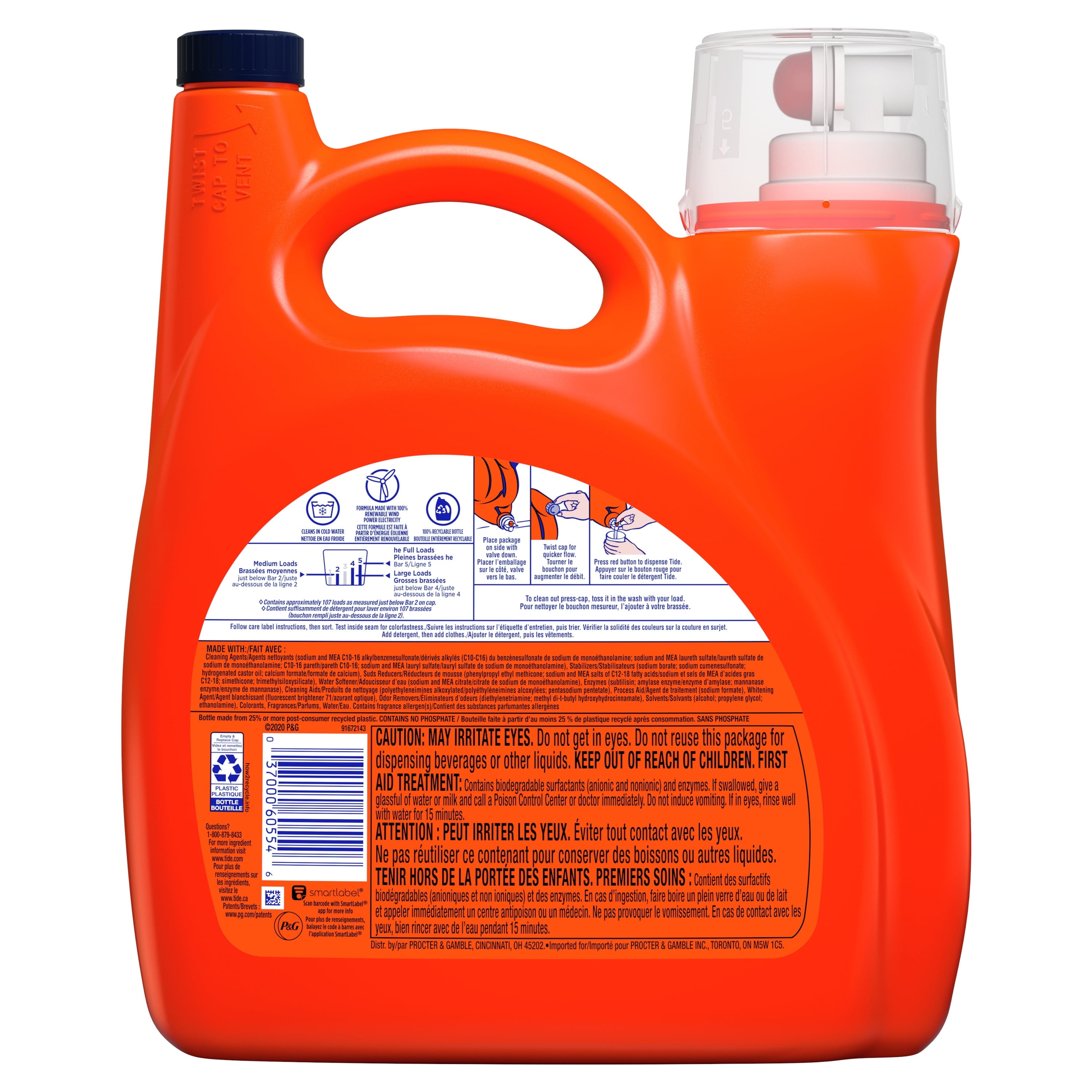 Tide Liquid Laundry Detergent, Original, 107 loads 154 fl oz