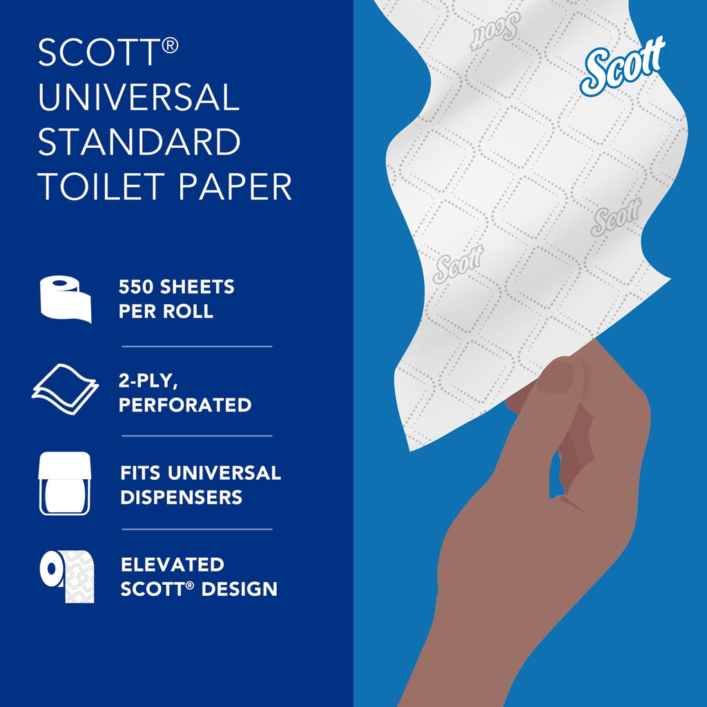 Scott Professional Standard Roll Toilet Paper, Bulk (48040), 2-Ply, Elevated Design, White, Individually Wrapped (40 Rolls of 550 Sheets, 22,000 Sheet Total)