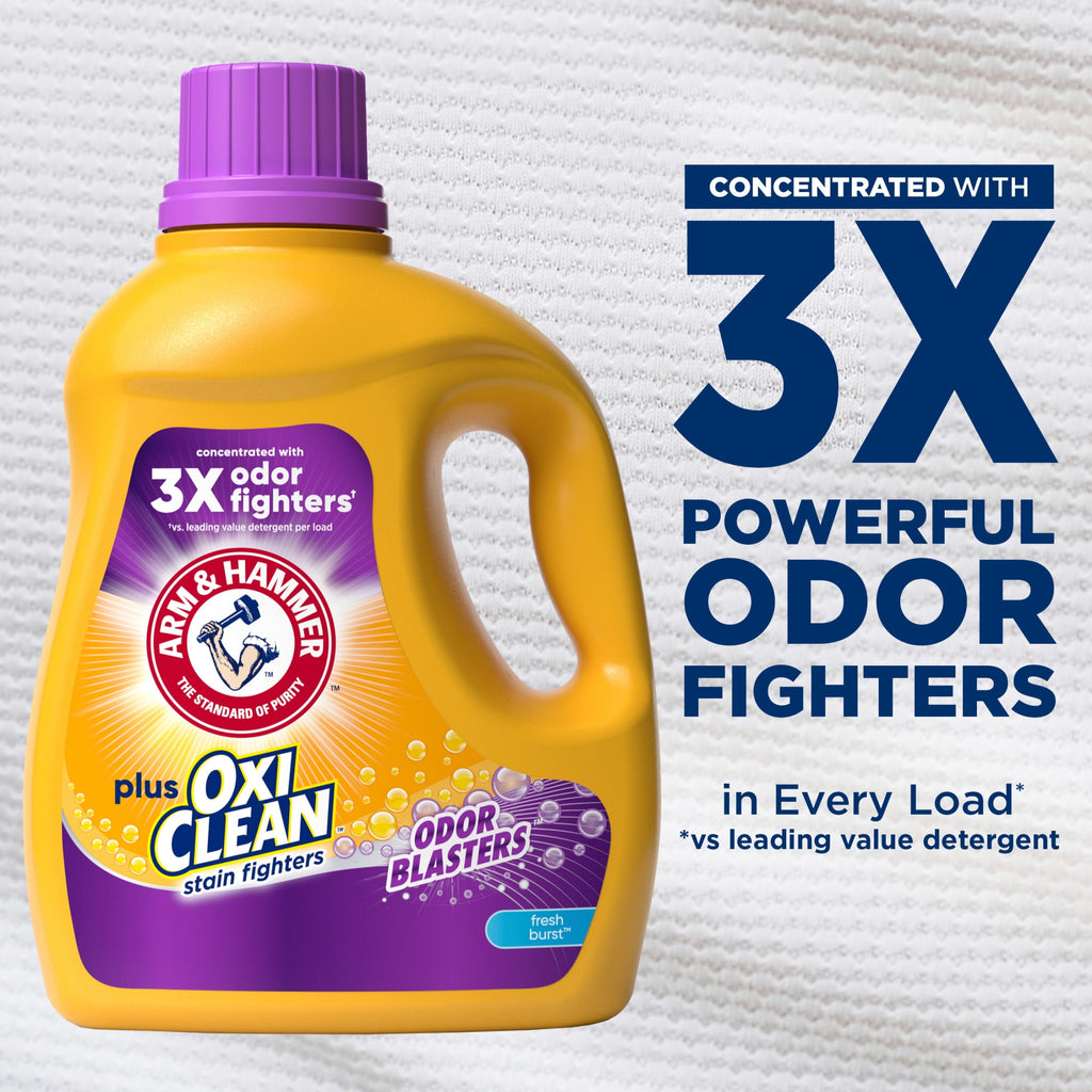 ARM & HAMMER Plus OxiClean Odor Blasters Fresh Burst, Liquid Laundry Detergent, 128 Loads