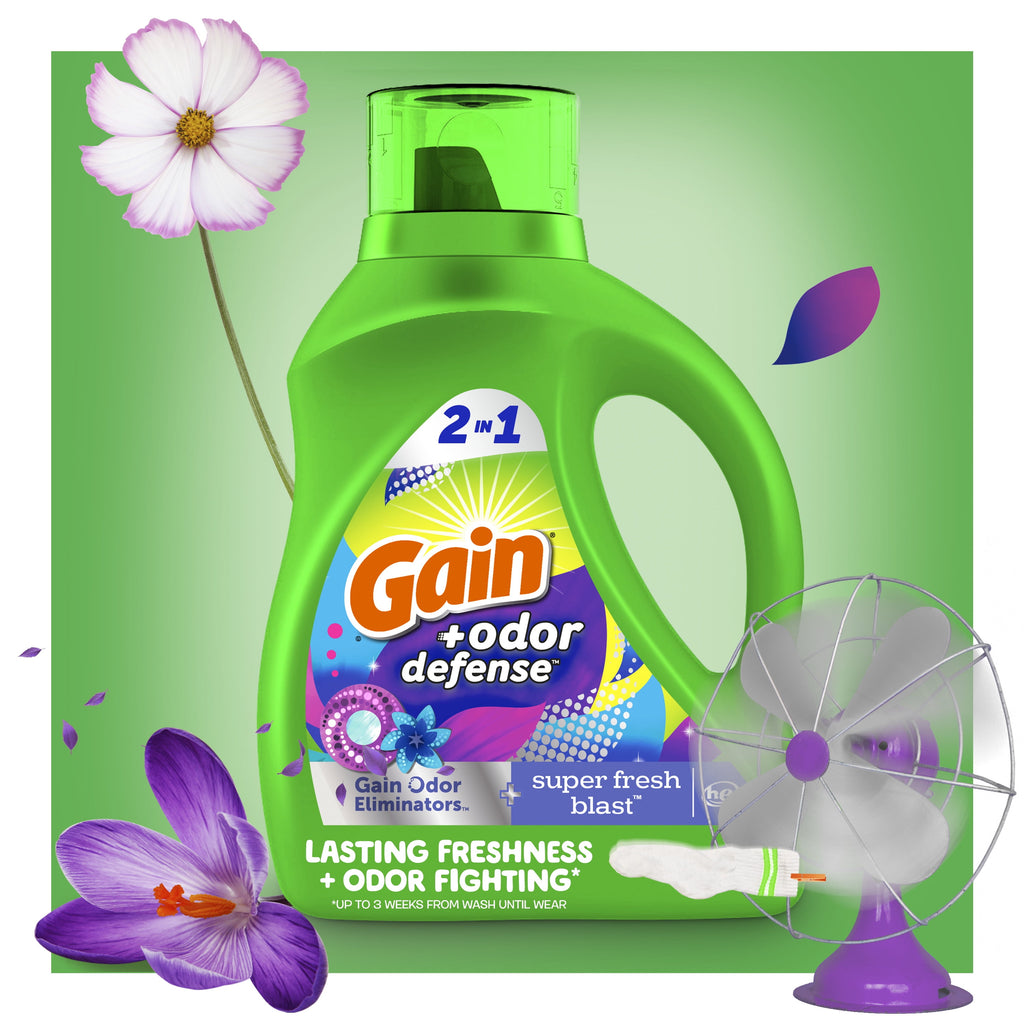 Gain Liquid Laundry Detergent Odor Defense, Super Fresh Blast Scent, 194 fl oz, 134 Loads