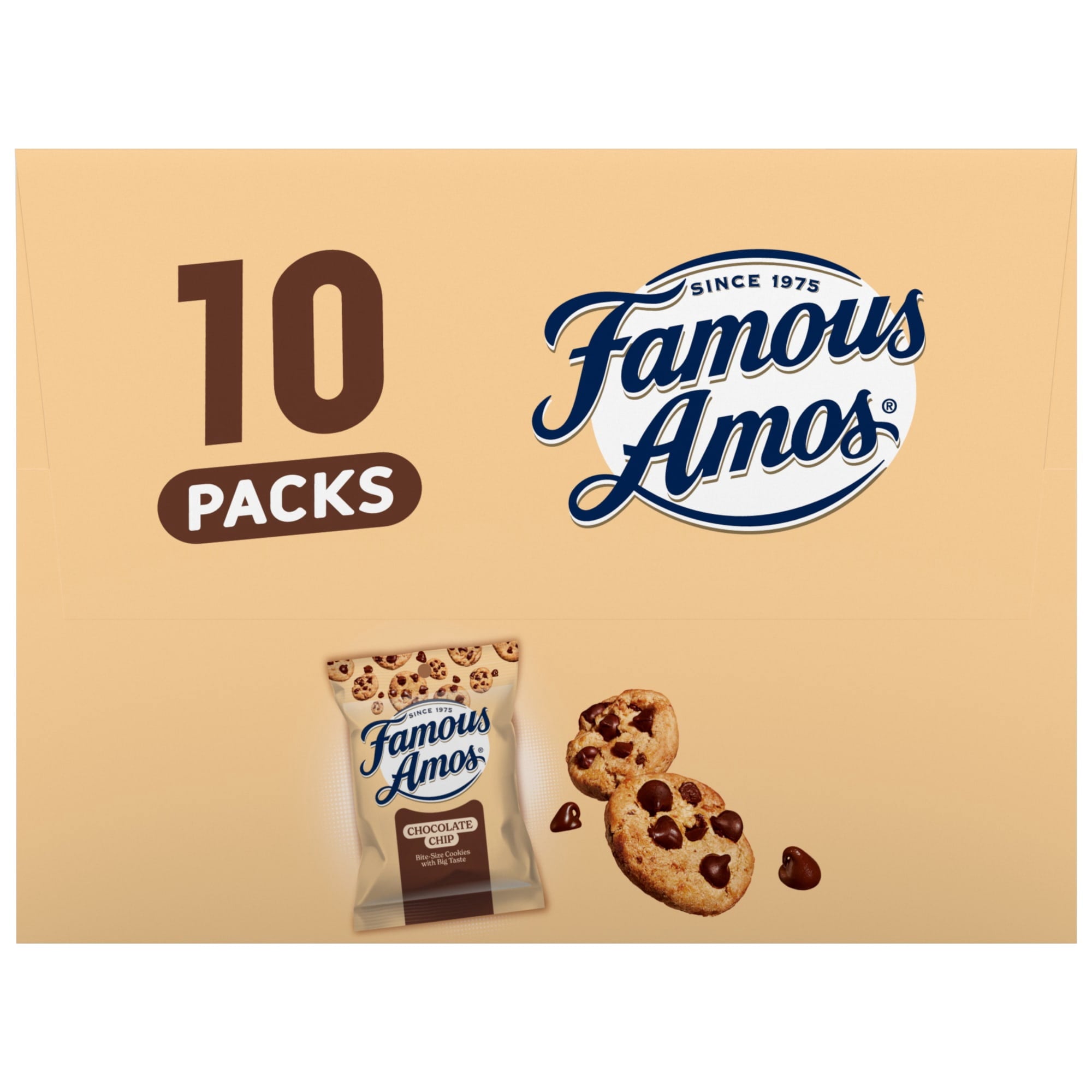Famous Amos Classic Chocolate Chip Cookies, Bite-size cookies, Sweet Treats, 10 Pack Box, 1oz Bag