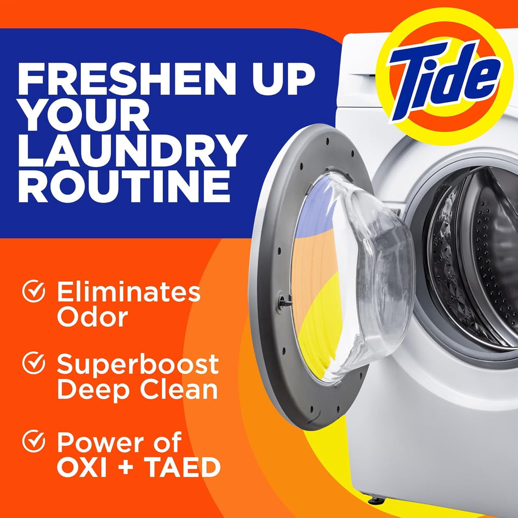 Tide Washing Machine Cleaner with Oxi Powder, Odor Eliminator and Washer Residue Remover, 5 Count
