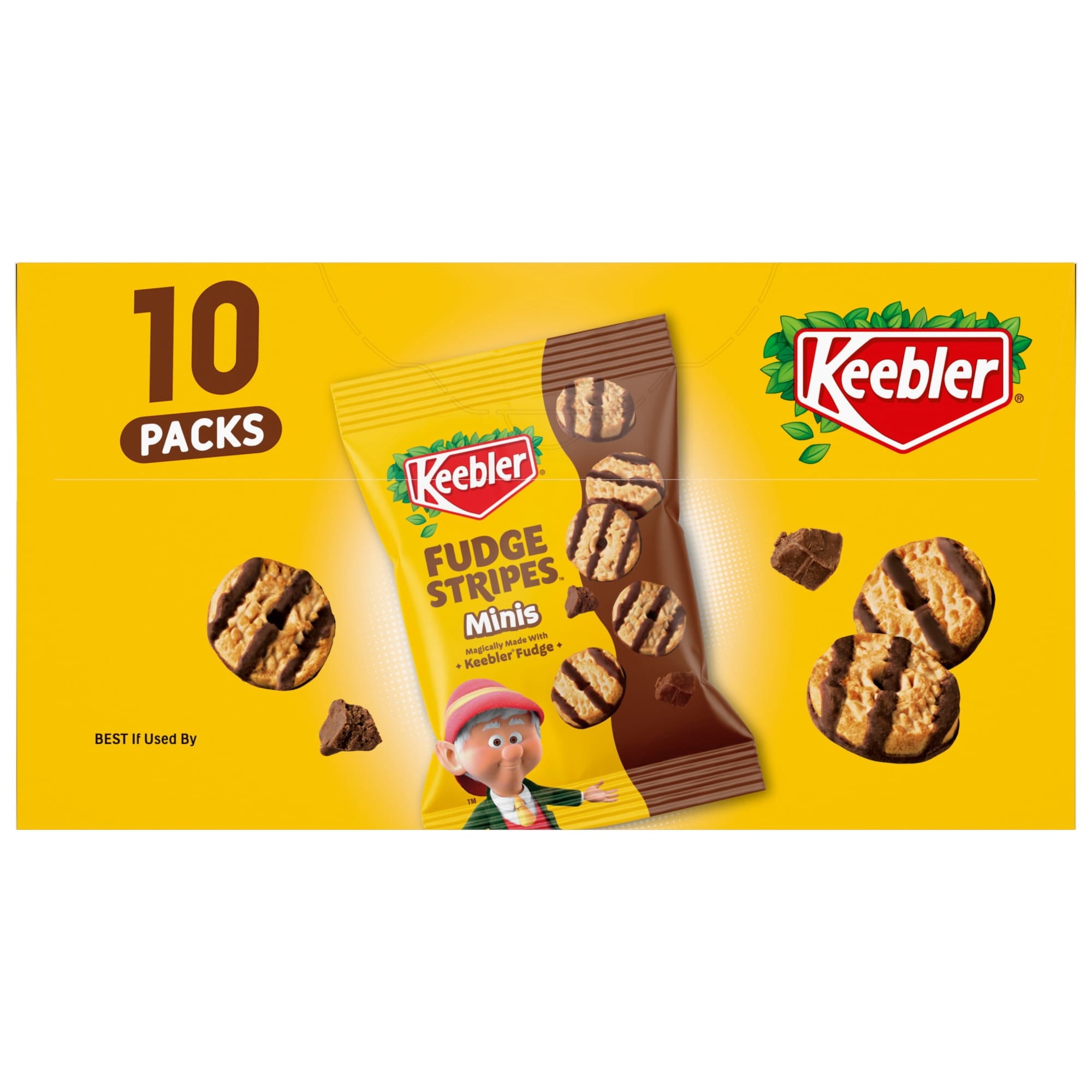 Keebler Fudge Stripes Minis, Original Shortbread Cookies Coated in Keebler Fudge, 10 oz, 10 Count