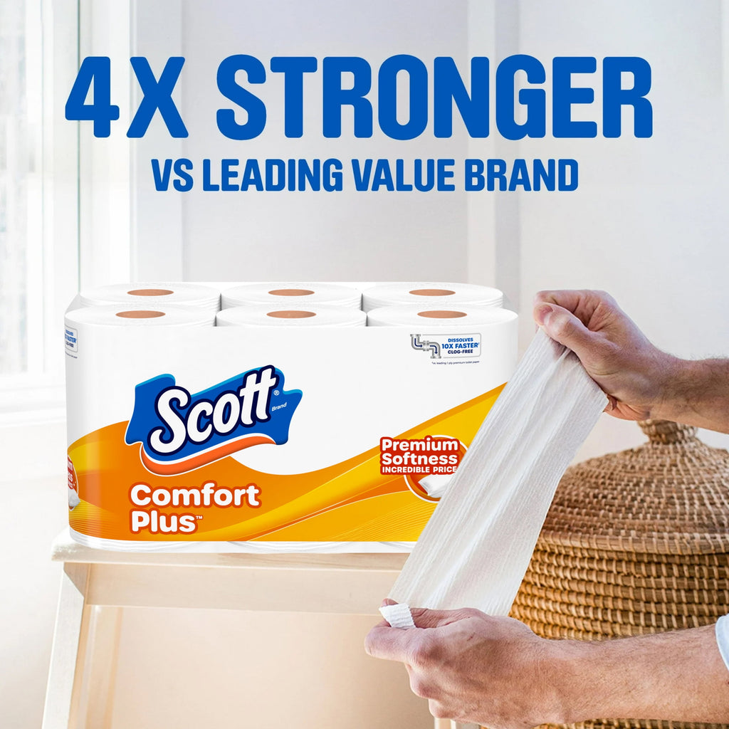 Scott ComfortPlus Toilet Paper, 12 Mega Rolls