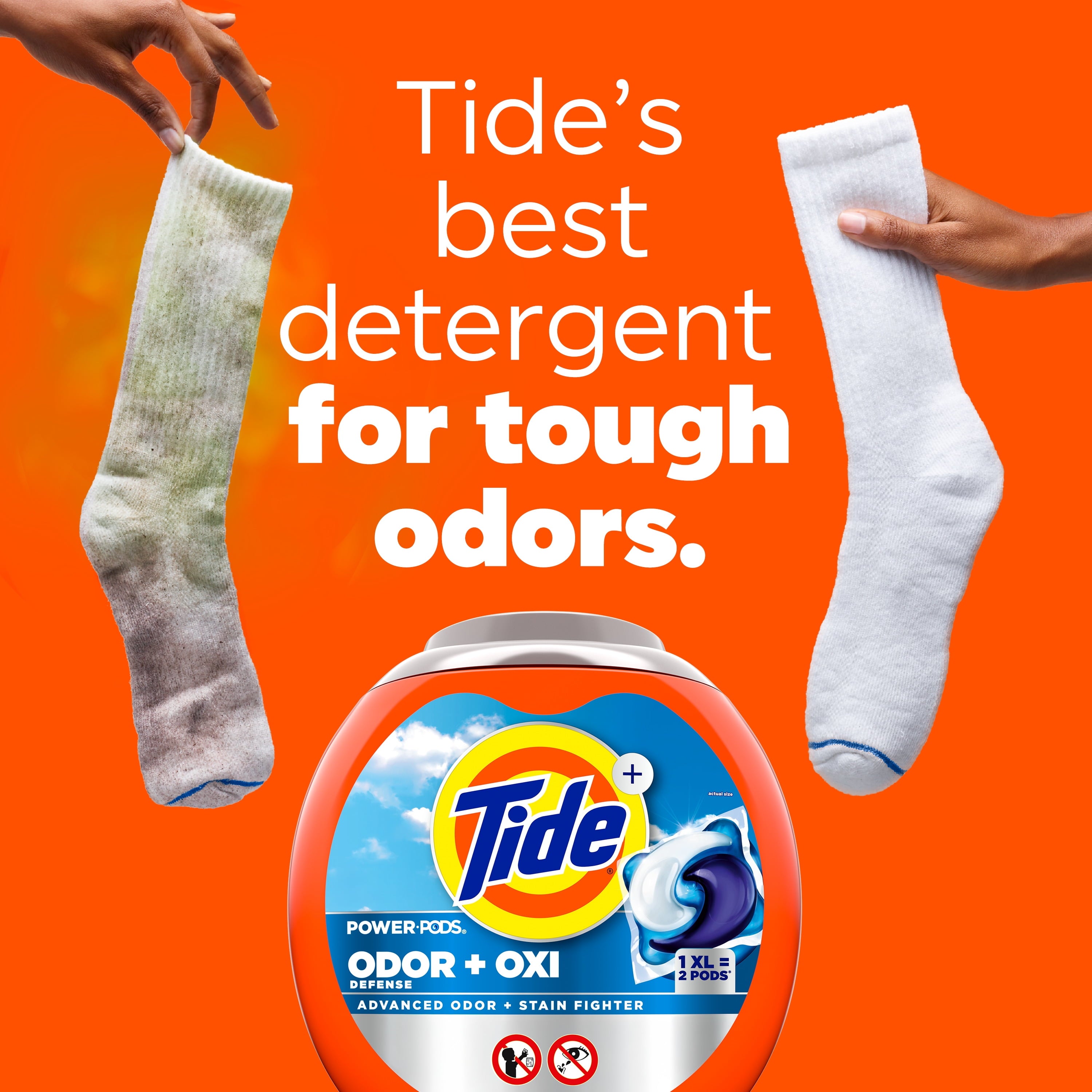 Tide Power PODS Laundry Detergent Soap Pacs with Odor Defense + Oxi, Original Scent, 57 Count