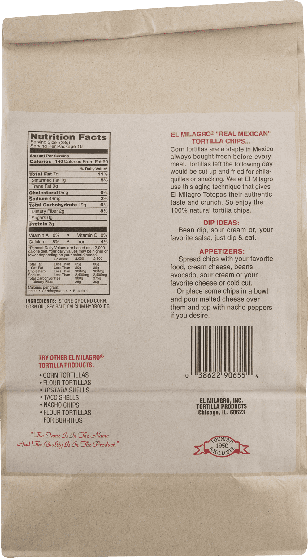 El Milagro Tortilla Chips, 16 oz.