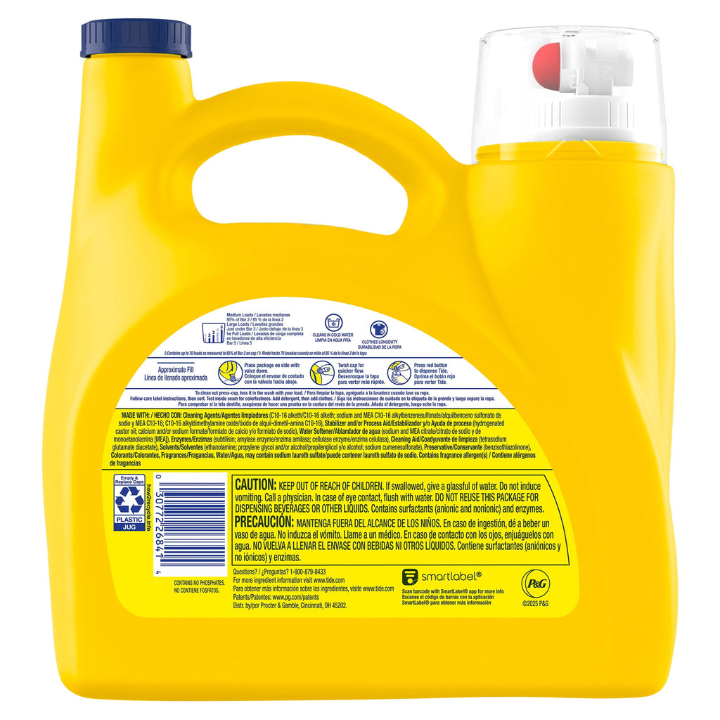 Tide Simply Laundry Detergent Liquid, Oxi Boost + Febreze Odor Defense, Sunny Breeze Scent, 94 fl oz, 70 Loads