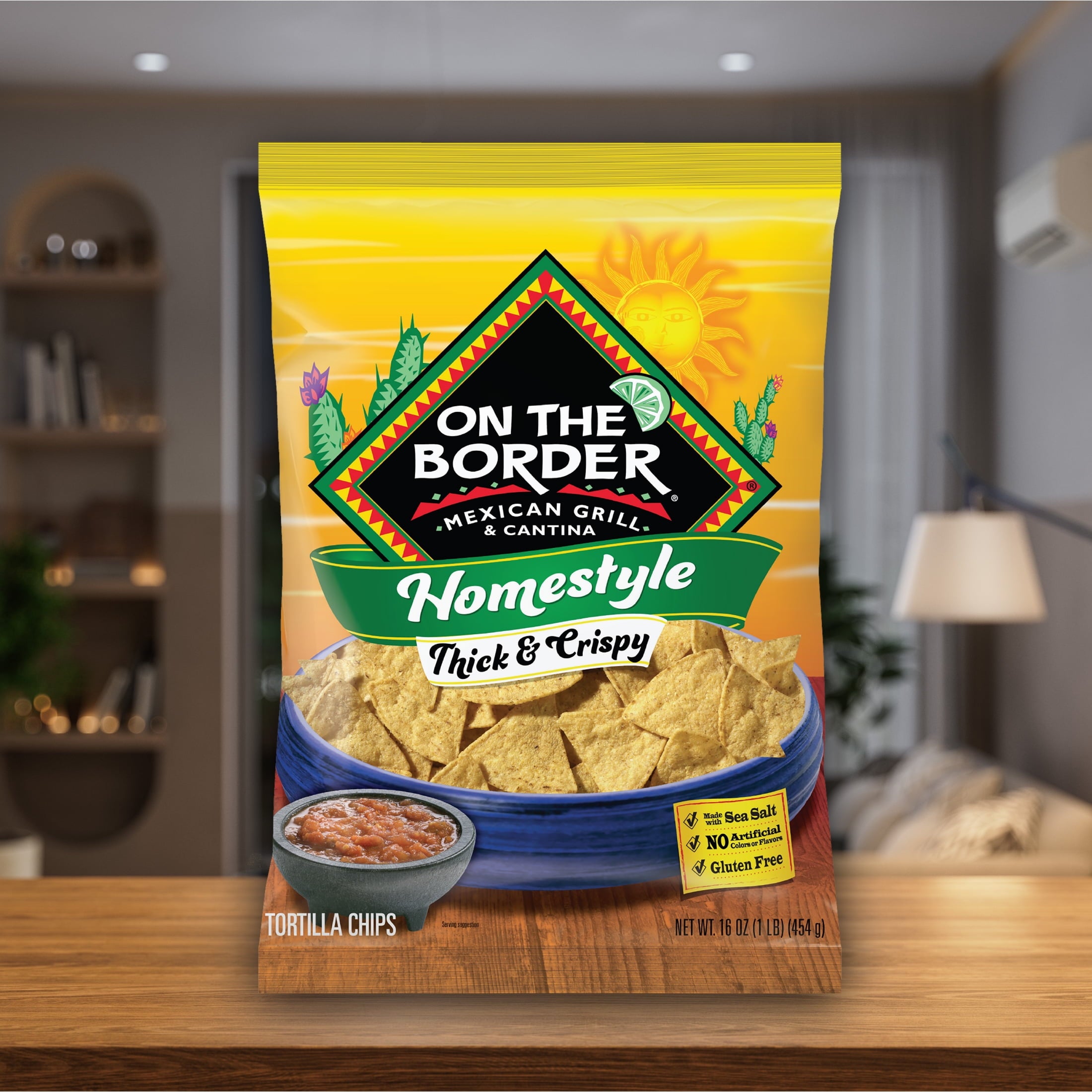 On The Border Homestyle Thick & Crispy Tortilla Chips, Gluten-Free, 16 oz Bag