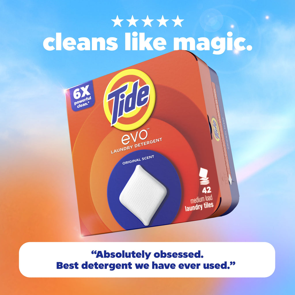 Tide evo Laundry Detergent Tiles, 100% Concentrated, Original Tide Scent, 16 Count