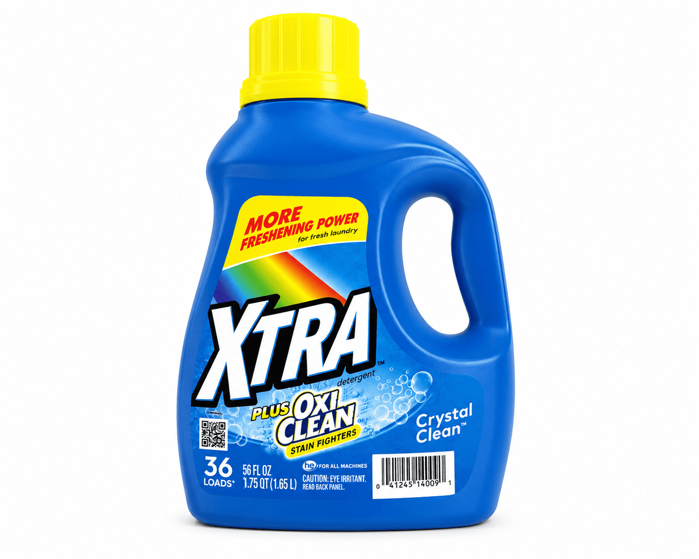XTRA Plus Oxi Clean Liquid Laundry Detergent with Oxi Clean, Crystal Clean Scent, 56 fl oz, 36 Loads