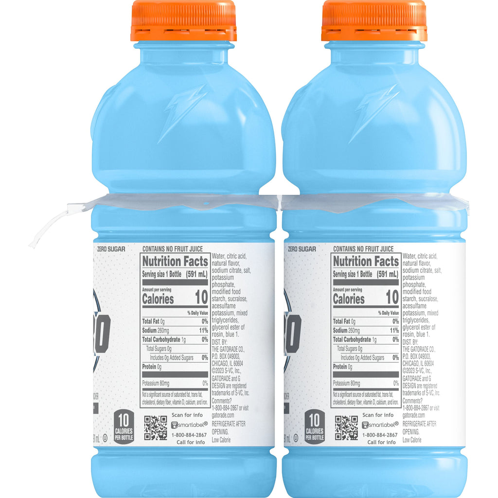 Gatorade Zero Sugar Thirst Quencher Glacier Cherry Sports Drinks, 20 fl oz, 8 Count Bottles