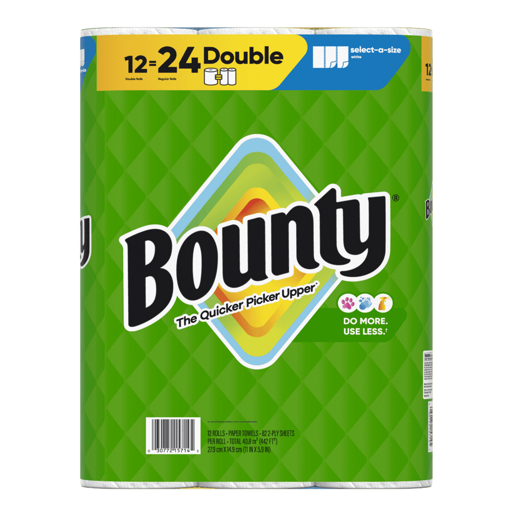 Bounty Paper Towels Select-A-Size White, 12 Double Rolls, 82 Sheets Per Roll