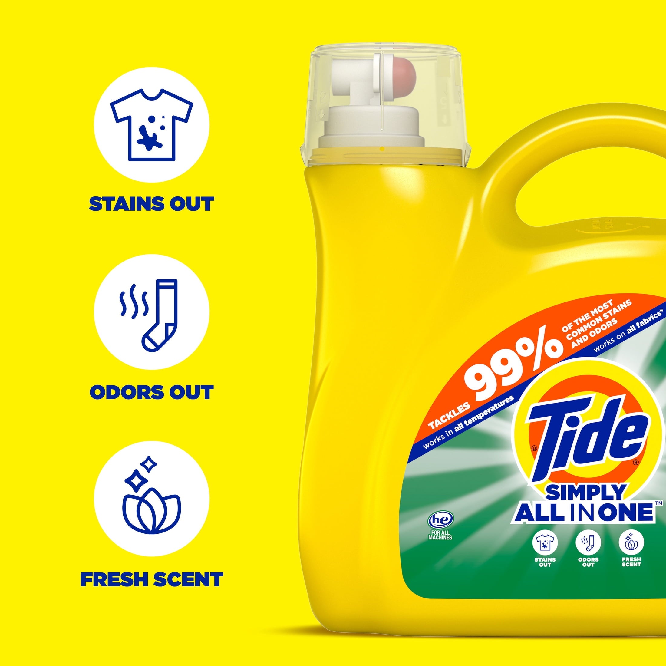 Tide Simply Liquid Laundry Detergent, Daybreak Fresh Scent, 85 Loads, 107 fl oz, All-In-One Detergent