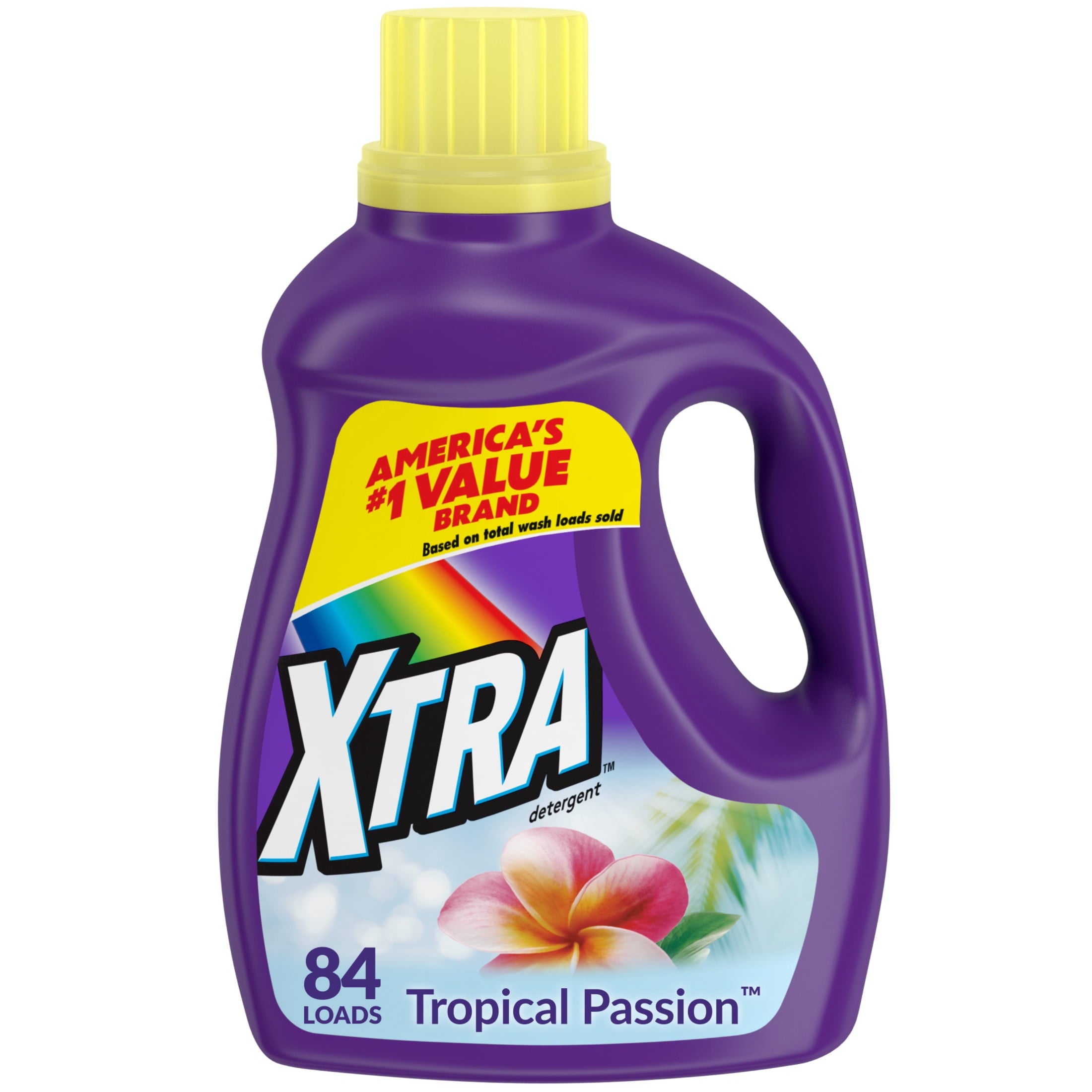 (4 pack) Xtra Tropical Passion, 84 Loads Liquid Laundry Detergent, 100.8 fl oz