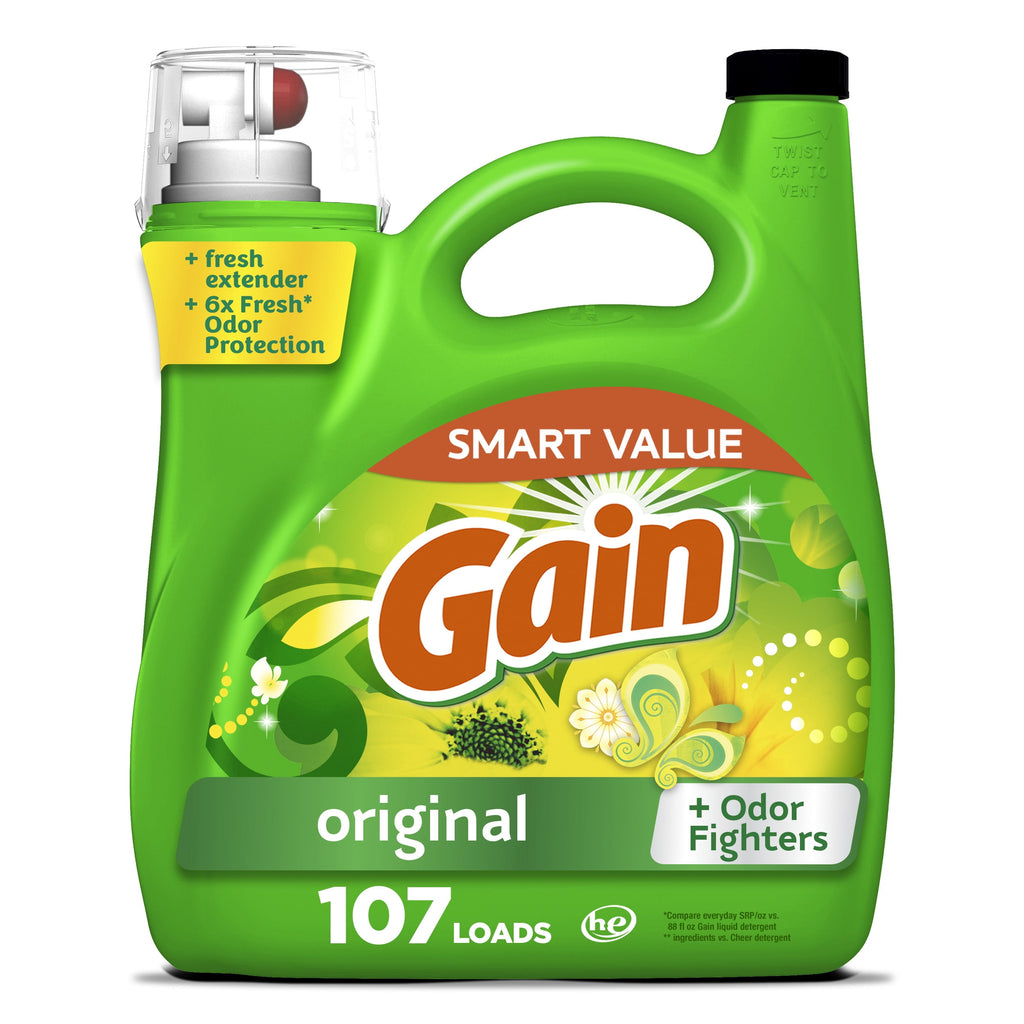 Gain Laundry Detergent Liquid with Odor Fighters, Original Scent, 88 fl oz, 61 Loads