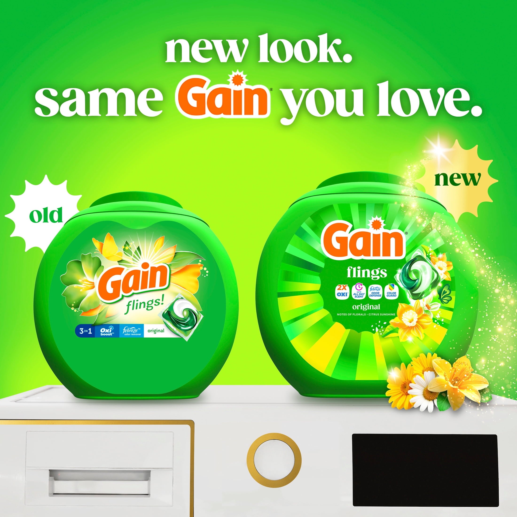 Gain Flings Laundry Detergent Soap Pacs, 4-in-1 Oxi Boost and Febreze, Original Scent, 102 Count