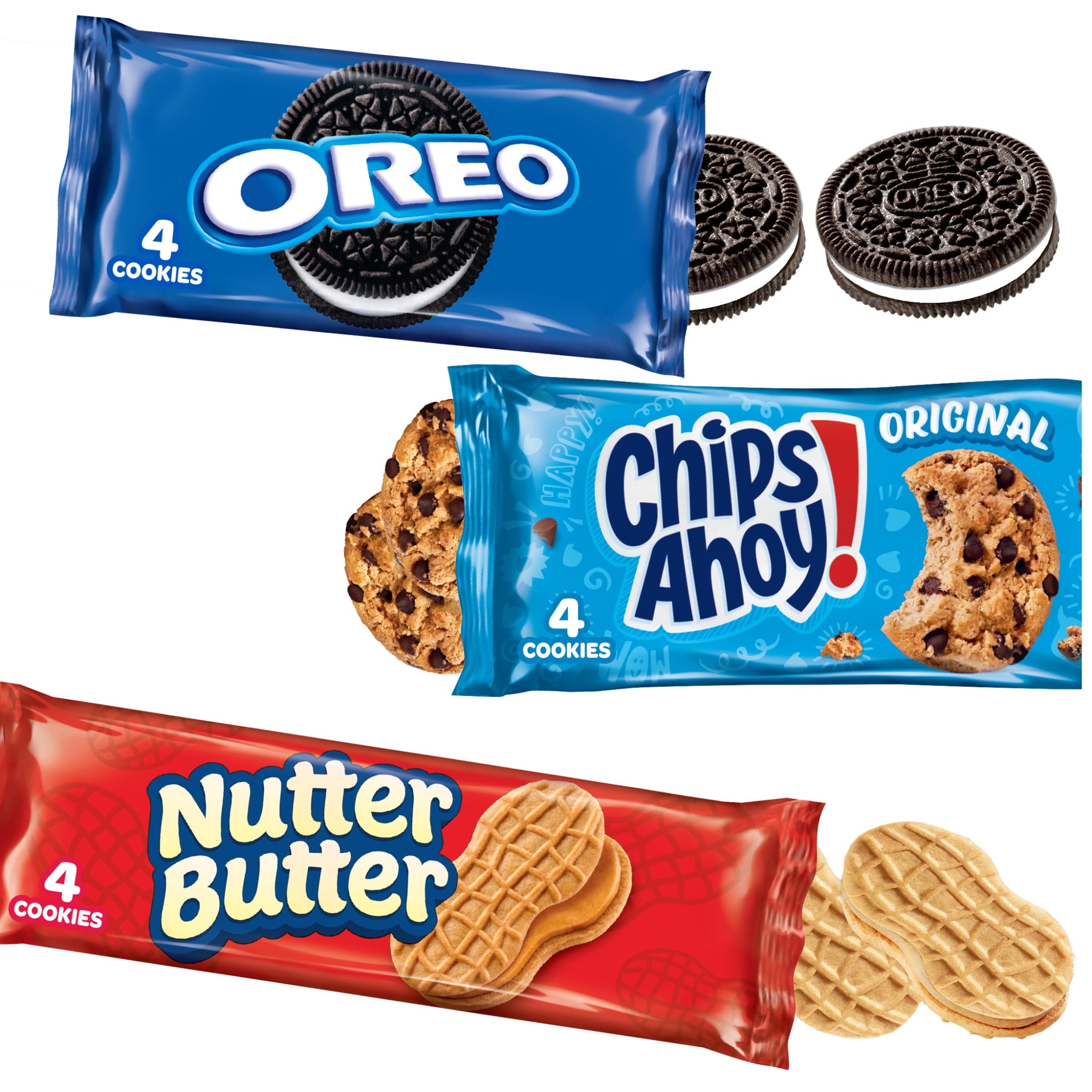 Nabisco Cookies Variety Pack, OREO, Nutter Butter, and CHIPS AHOY!, 10 Four-Cookie Snack Packs