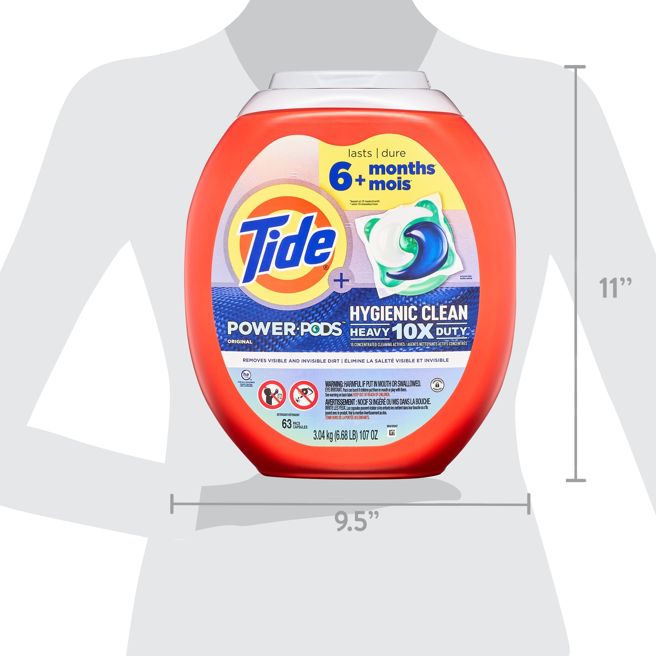 Tide Hygienic Clean Power PODS Laundry Detergent Pacs, Original Scent, 63 Count