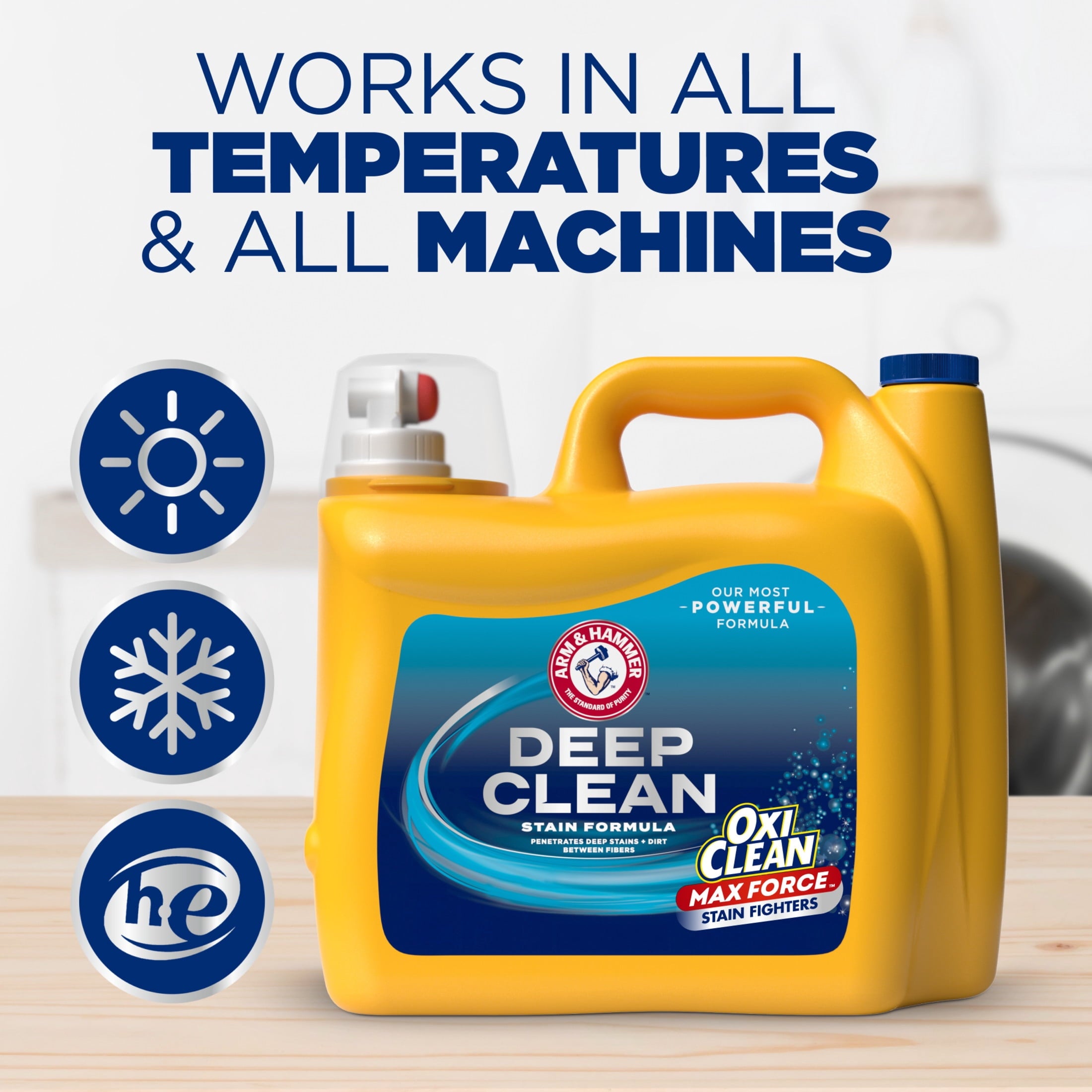 ARM & HAMMER Plus OxiClean Max Force Deep Clean Stain Liquid Laundry Detergent, Sparkling Clean