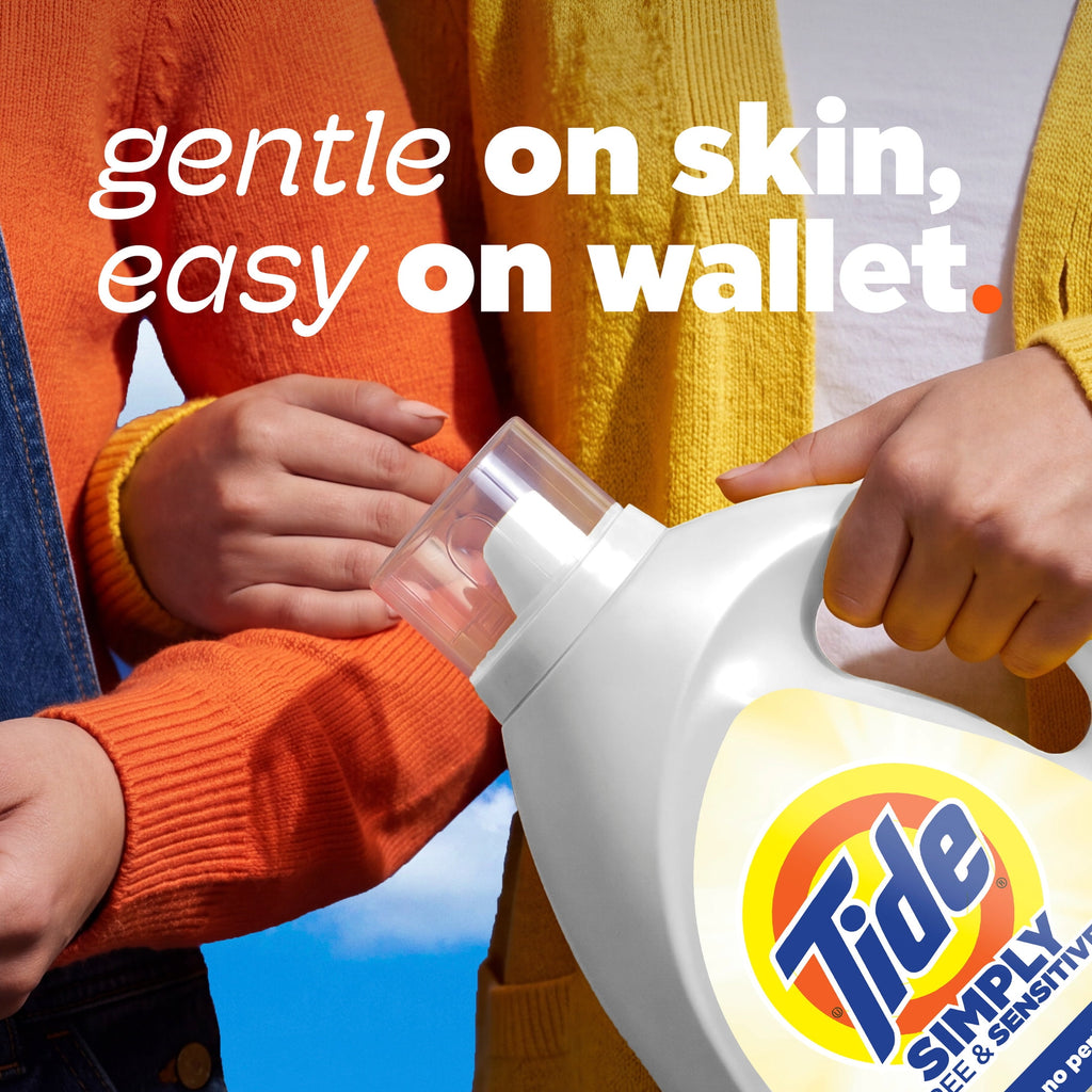 Tide Simply Liquid Laundry Detergent, Free & Sensitive, 138 Loads, 173 fl oz