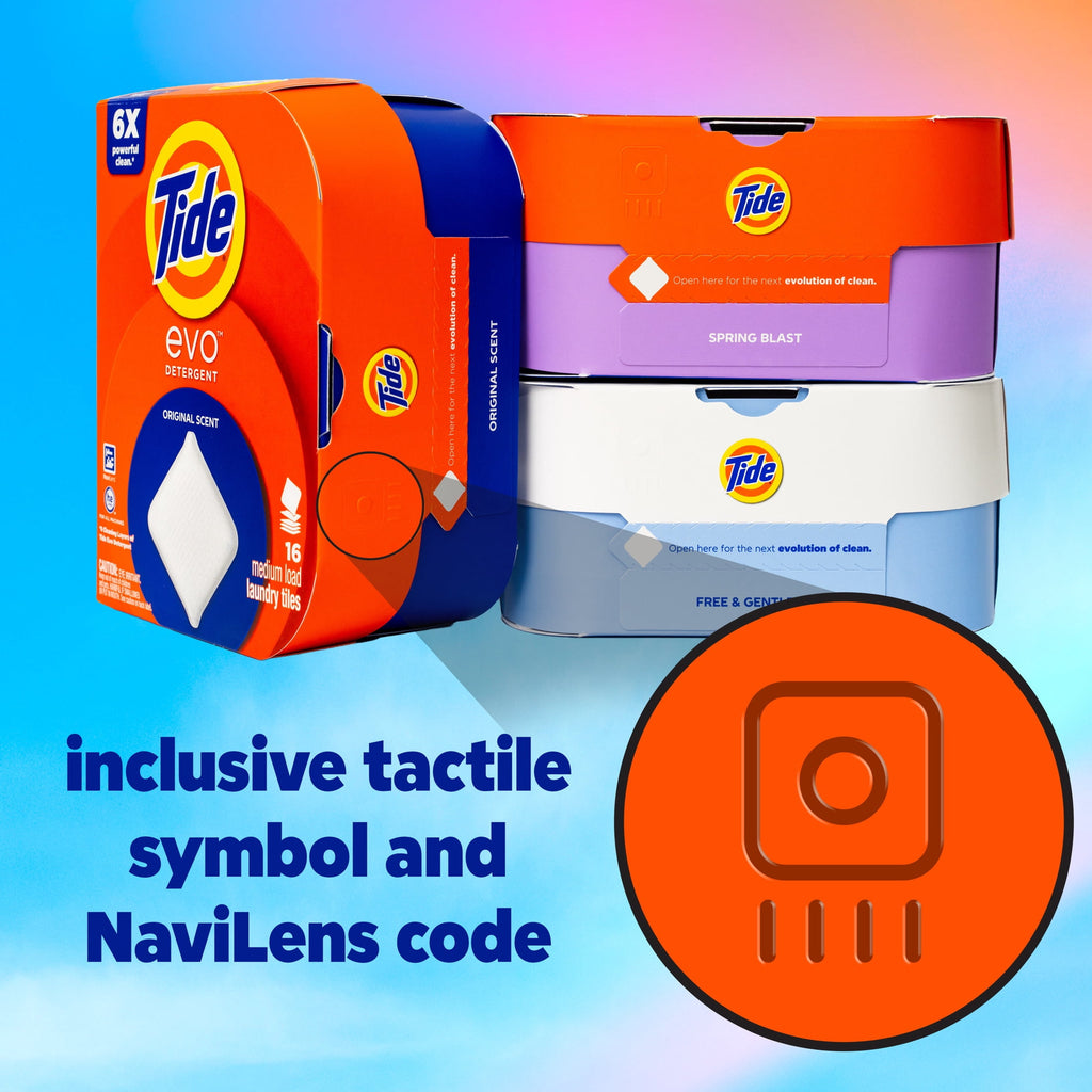 Tide Evo Free & Gentle Laundry Detergent Tiles, Works on 100% of Common Stains, Unscented, 16 Count