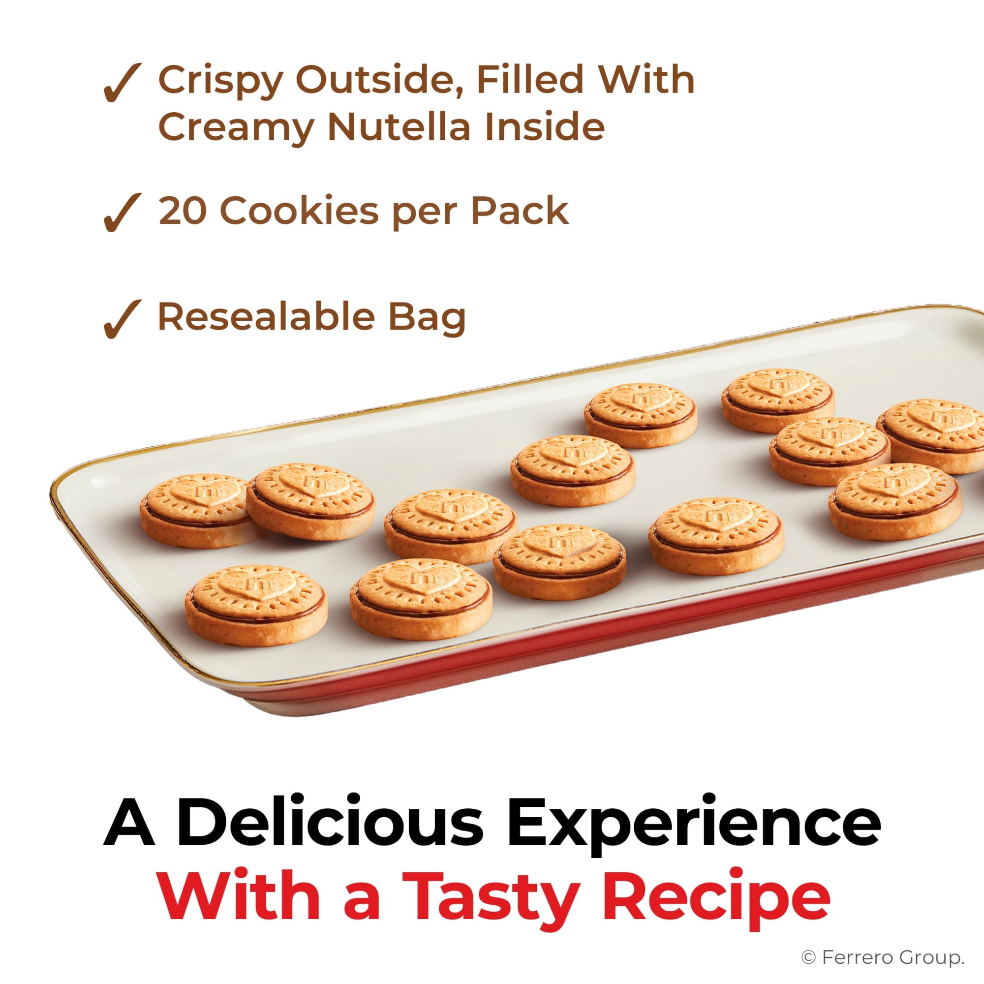 Nutella Biscuits Cookies Filled with Nutella Hazelnut Spread, Sweet Snack Pack, 9.7 oz