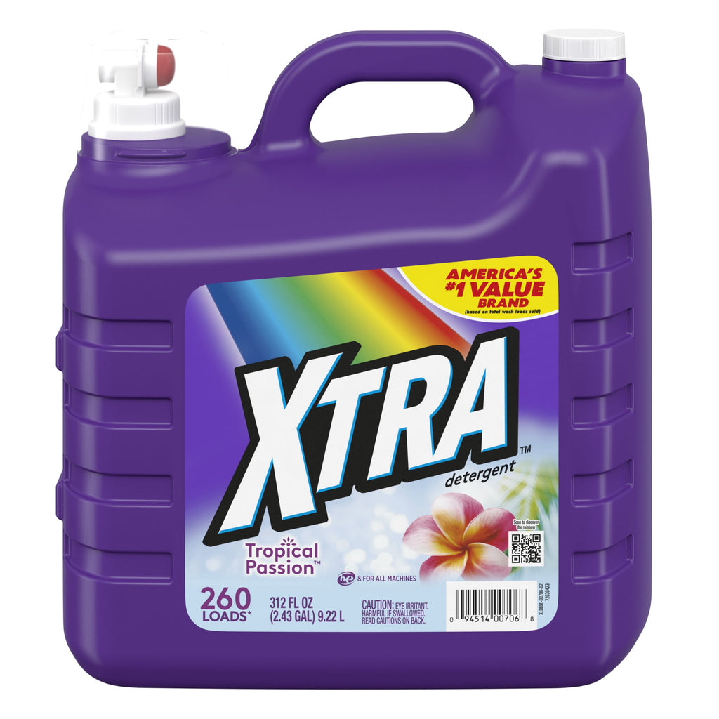 (4 pack) Xtra Tropical Passion, 260 Loads Liquid Laundry Detergent, 312 fl oz