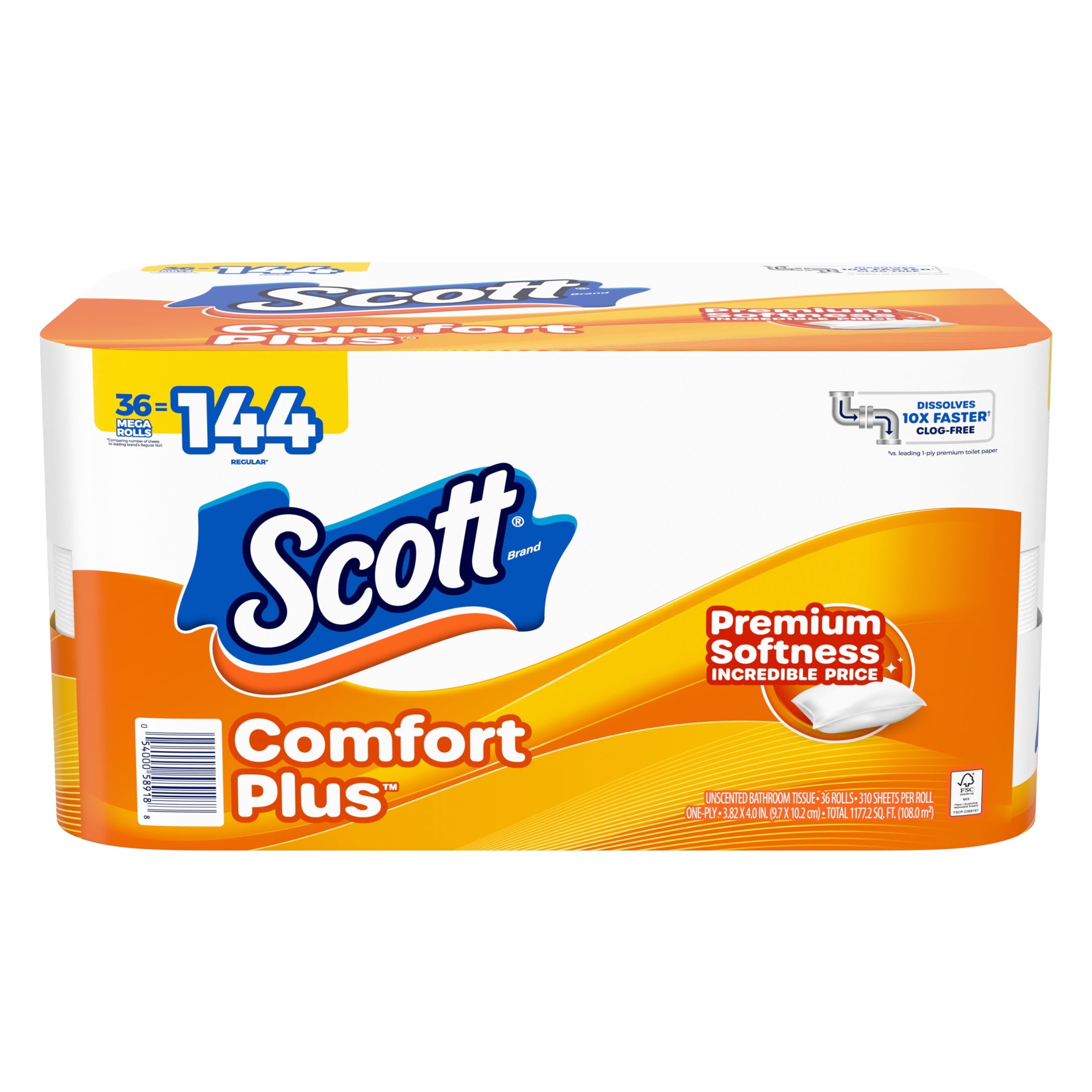 Scott ComfortPlus Toilet Paper, 12 Mega Rolls
