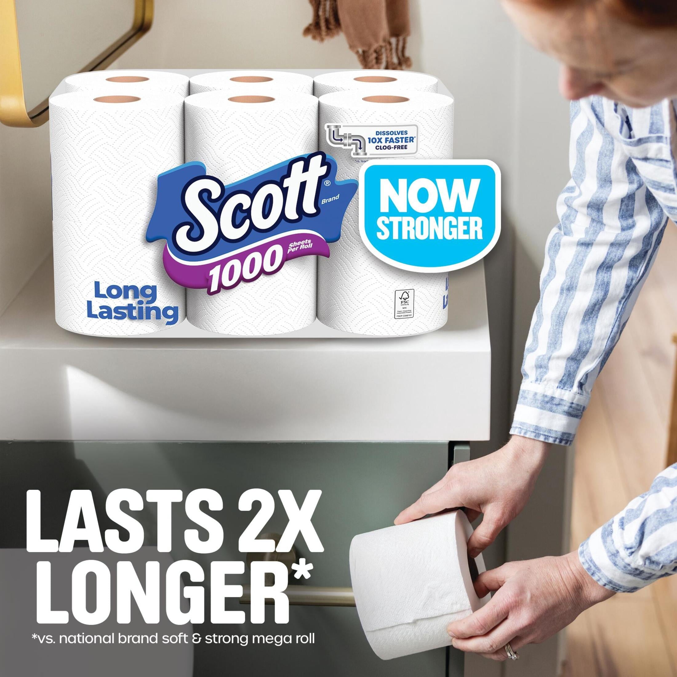 Scott 1000 Toilet Paper, 12 Rolls, 1,000 Sheets per Roll